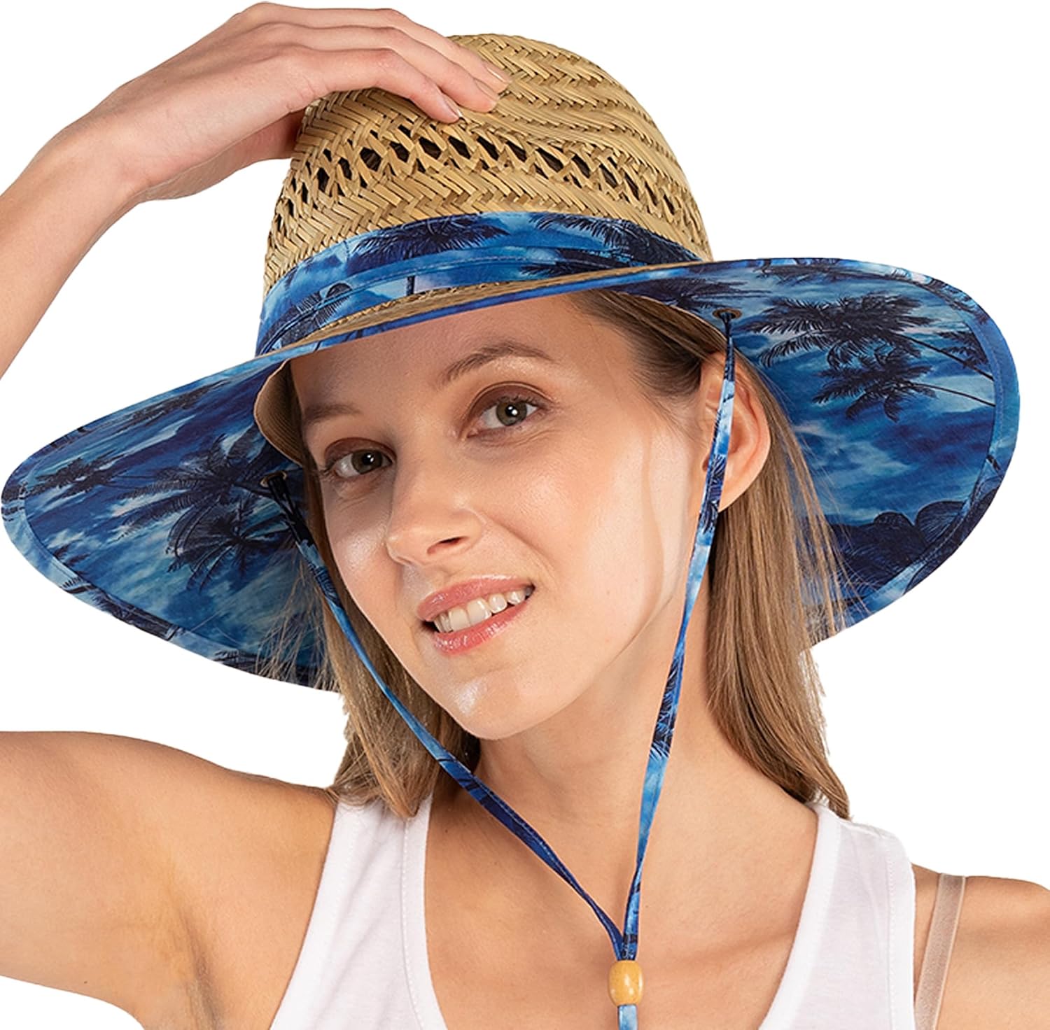 C.C Paradise Ocean Print Bamboo Lifeguard Hat with Adjustable Strap - for Unisex
