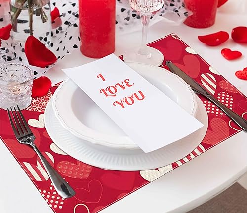 Miniatura 2 de Moutina Juego de 4 manteles individuales para el día de San Valentín, 12 x 18 pulgadas, resistentes al calor, para aniversario, boda, decoración de