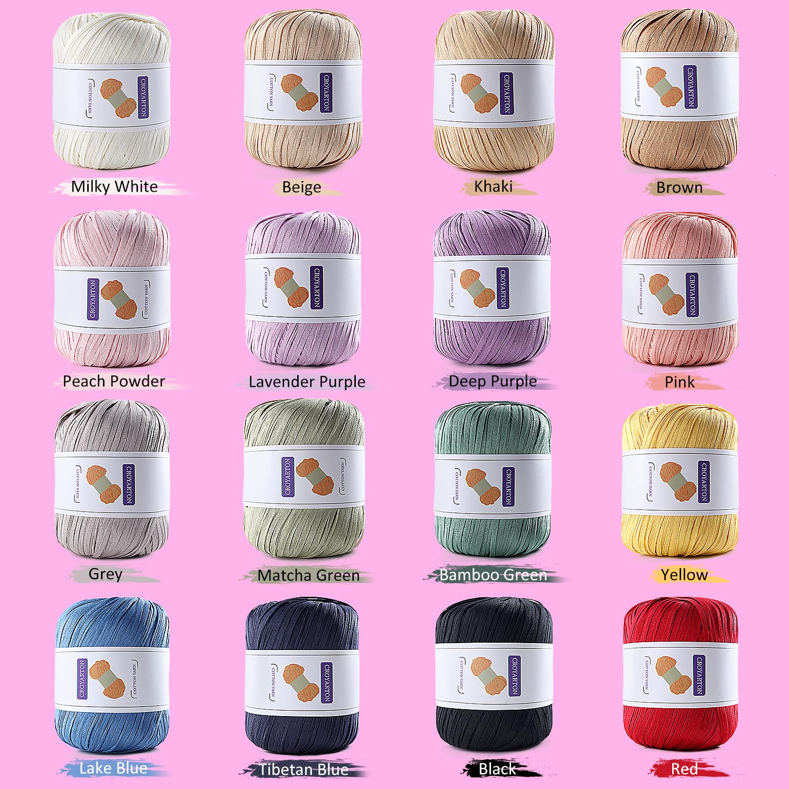COTTON RAFFIA さまざまな色 28個セット Amazon.com: 2 Pack Raffia Yarn for Crochet, Soft Cotton Yarn for