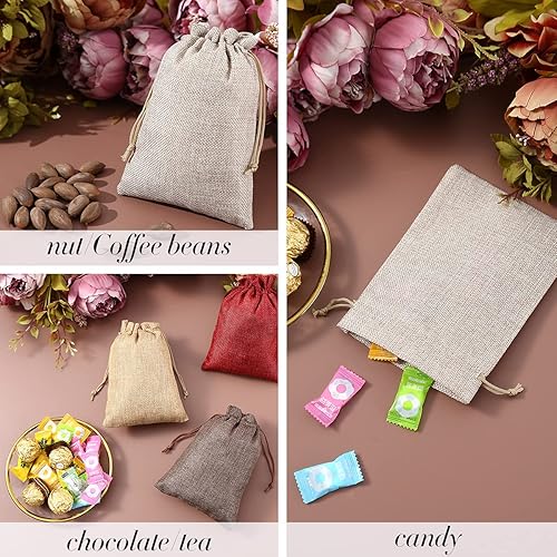 Miniatura 10 de 10 bolsas de arpillera para vino con cordón naranja, bolsas de yute para botellas de vino, para bodas, cumpleaños, Navidad, almacenamiento en el