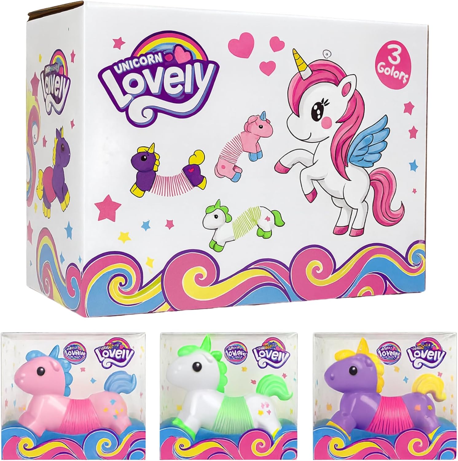 12 Pack Mini Unicorn Spring Toys – Assorted Spring Coil Unicorns Party Favors for Kids, Bulk Birthday Classroom Prizes, Sensory Fidget Toys, Cute Unicorn Gifts for Girls Boys, Goodie Bag Fillers