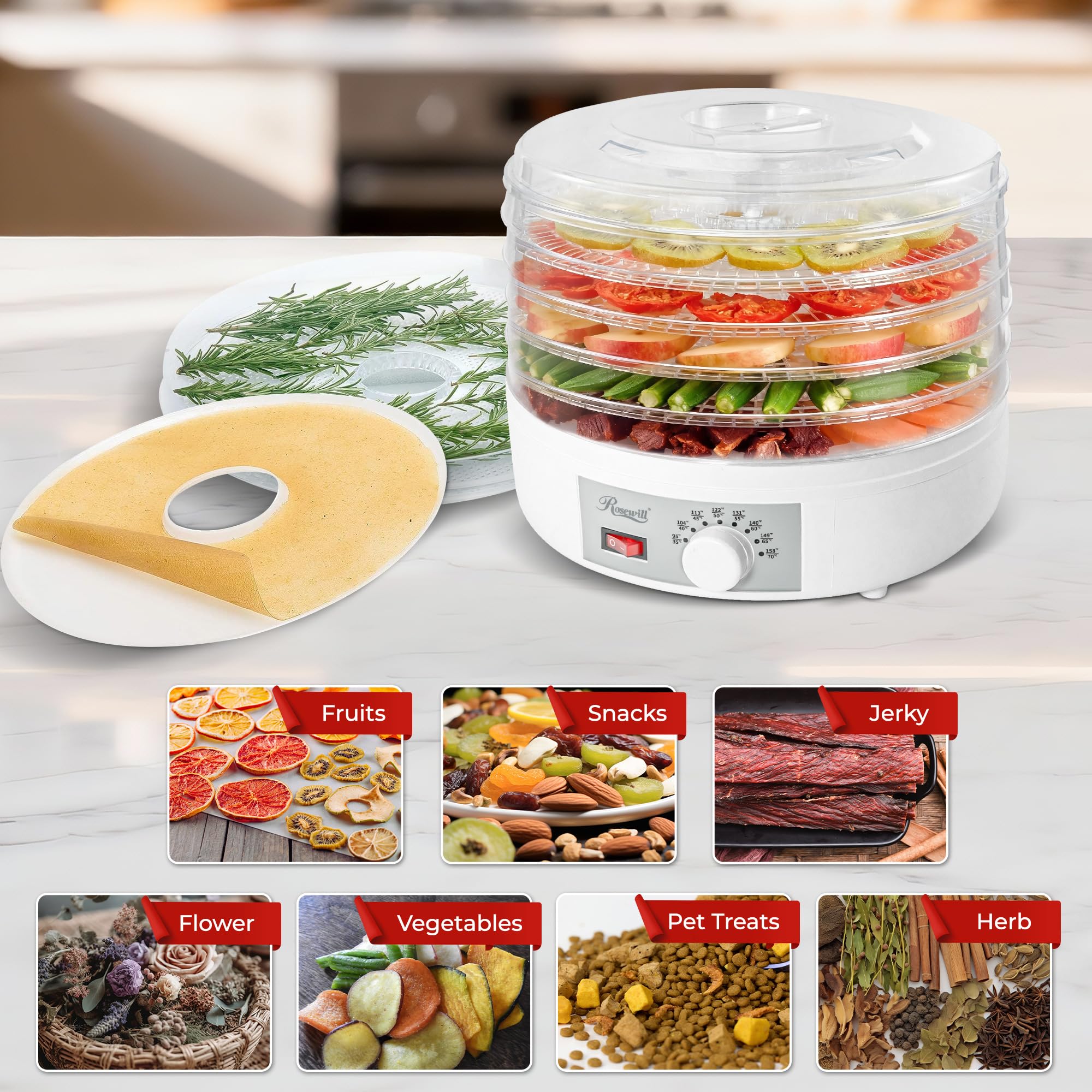 Rosewill Countertop Portable Electric Food Fruit Dehydrator -5