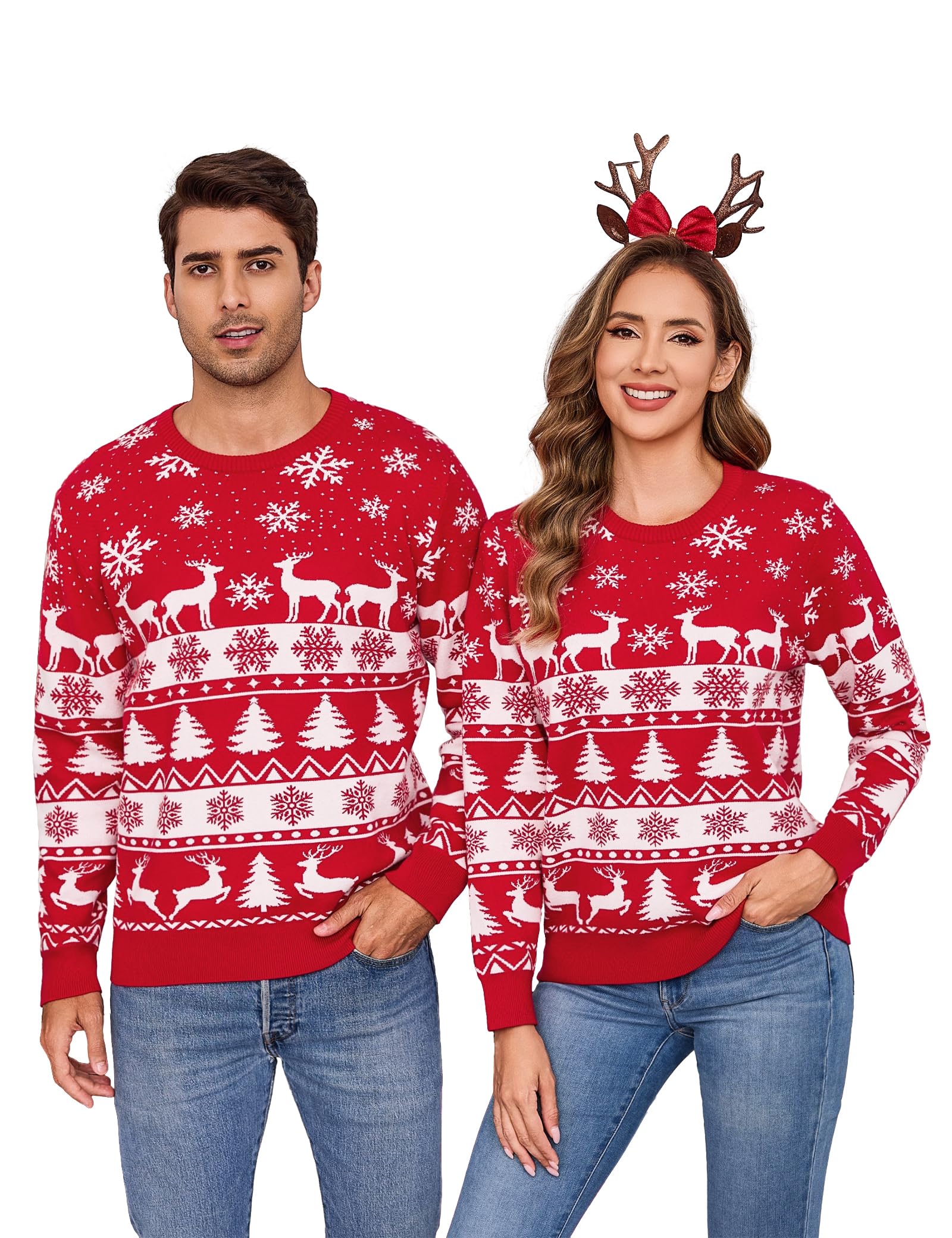 Totatuit Pull de Noël et Assorti avec Motifs de Renne et Flocons Cadeau | Tenue Quotidienne, Facile à Associer, Style Polyvalent