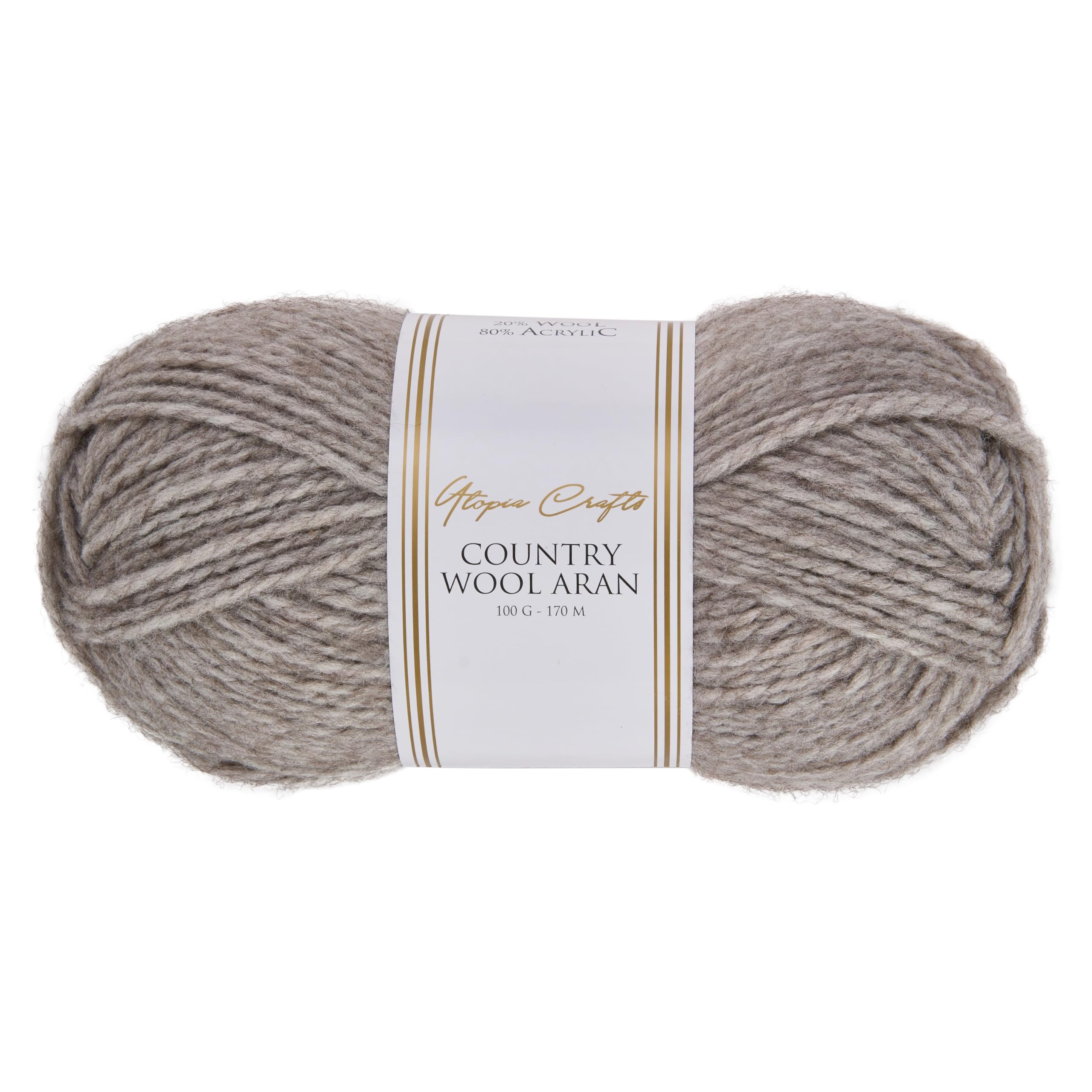Utopia Crafts Country Wool Blend Aran Yarn for Knitting and Crochet 100g (Pebble Beige)