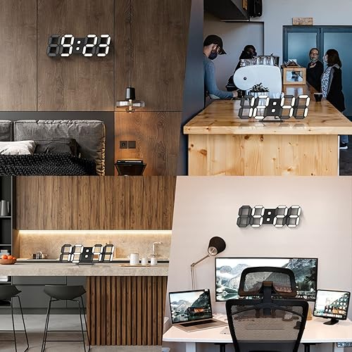 Miniatura 5 de EDUP HOME - Reloj despertador de escritorio digital 3D con luz Led de 9.7 pulgadas, control remoto, brillo automático y ajustable, muestra el tiempo