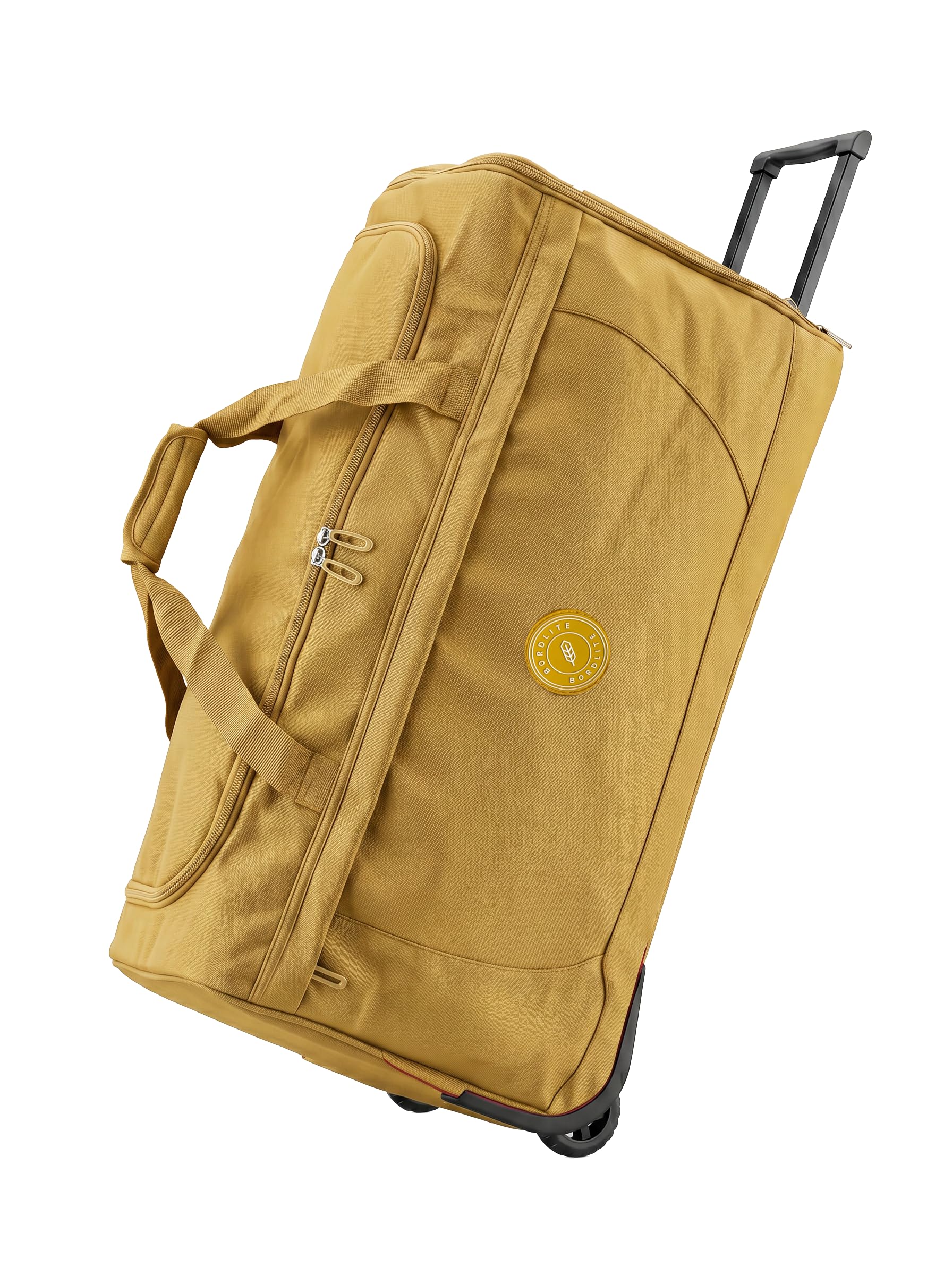 Grande borsa da viaggio con ruote, 96 litri, con ruote, spaziosa e di alta qualità, resistente, ideale come regalo per donne e uomini, Senape, 27", Valigia Trolley Holdall Case Bag
