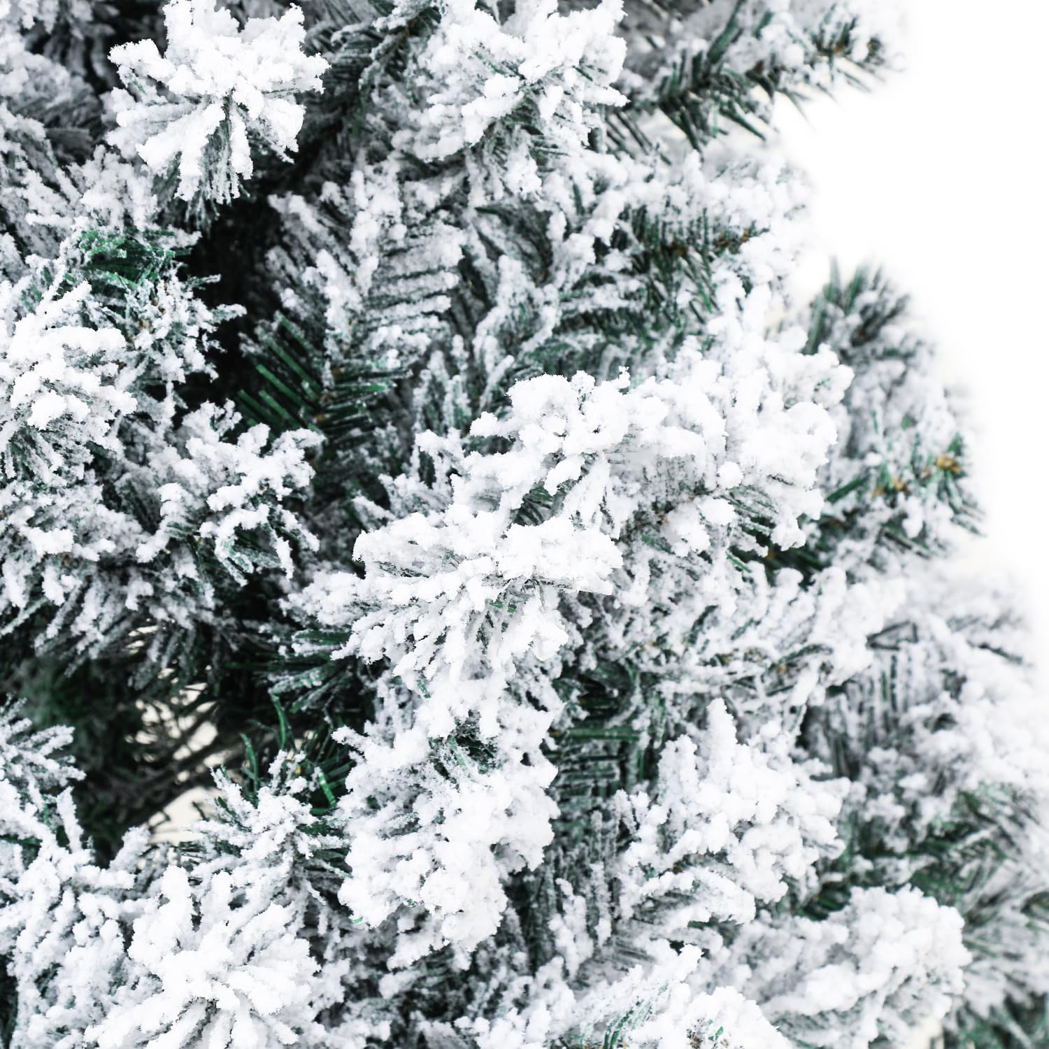 Randaco Sapin de Noël Artificiel en PVC floqué de Neige 150 cm - 550 Pointes avec Support en métal - Difficilement Inflammable - Montage Facile