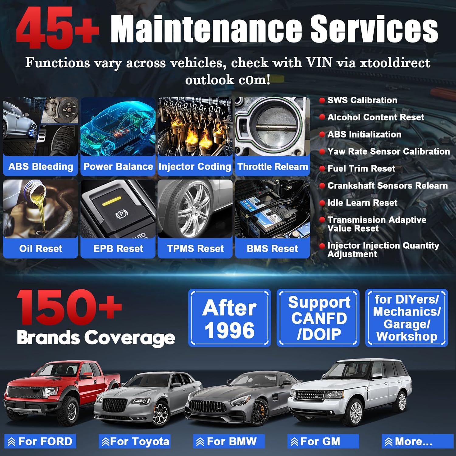 Comparison showing the XTOOL D9S PRO's upgraded Wi-Fi connection offering faster, more stable, and longer-distance communication (33-66ft) compared to standard Bluetooth scanners (33ft max).
