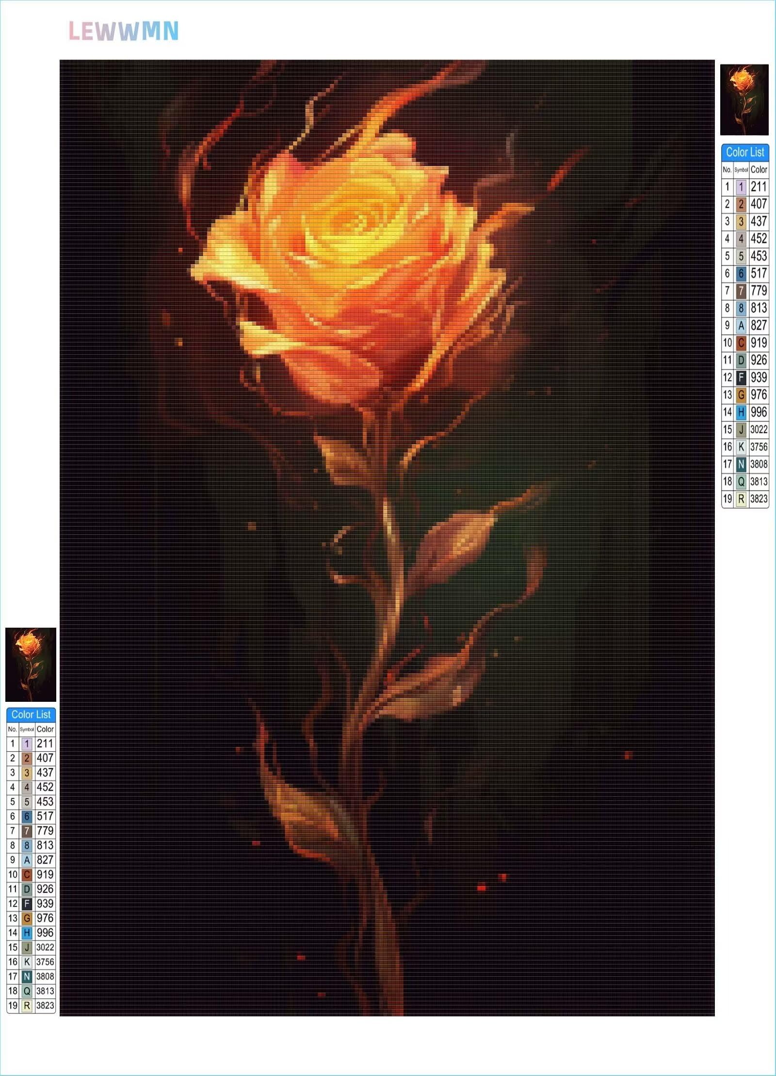 5D DIY Diamante Art Pintura kit Completo, Diamond Painting Adultos Niños Rhinestone Bordado de Punto de Cruz Artes Pintura Painting, Cuadros Decor para Cuarto, Sala de Estar - (Rosas de fuego) 60x90cm