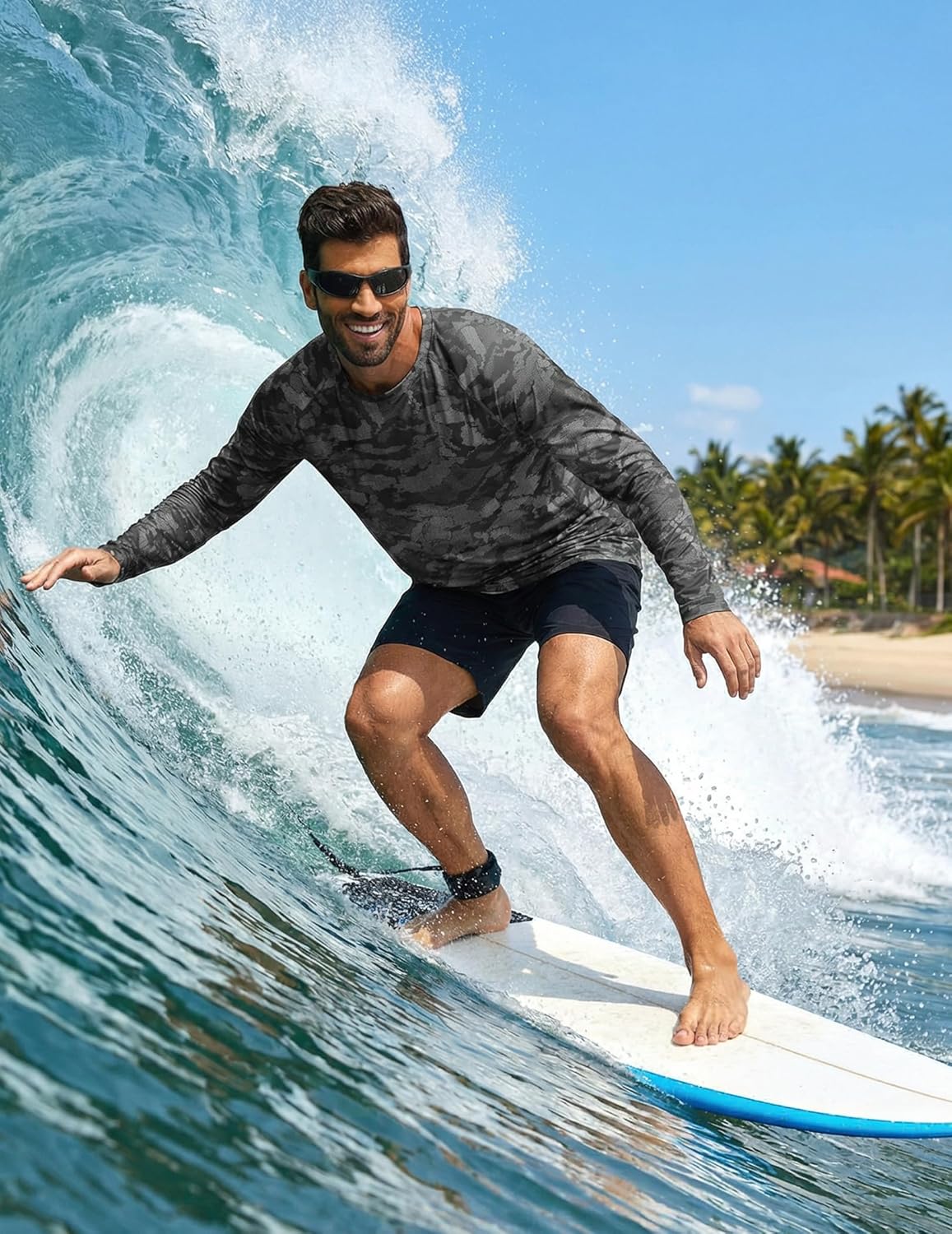 PINSPARK Mens UV Protection Shirts Long Sleeve Fishing Shirts Camo Rash Guard Swim Shirt Quick Dry Athletic Workout Tshirts - Image 3