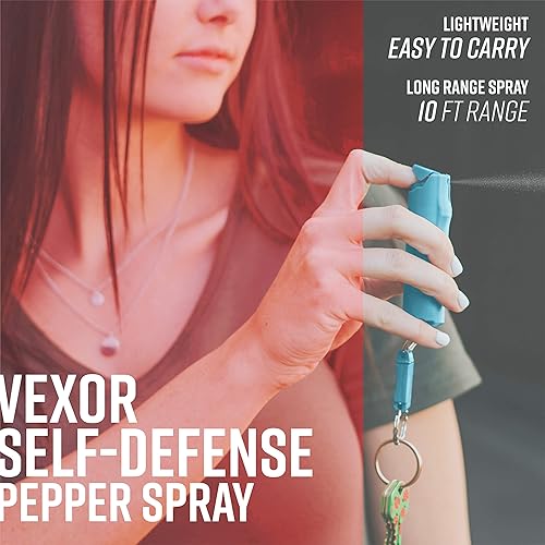 Miniatura 9 de Gel en spray de pimienta, fuerza policial, tapa abatible y agarre para los dedos, llavero de liberación rápida, más de 20 disparos, rango de 10 a 12