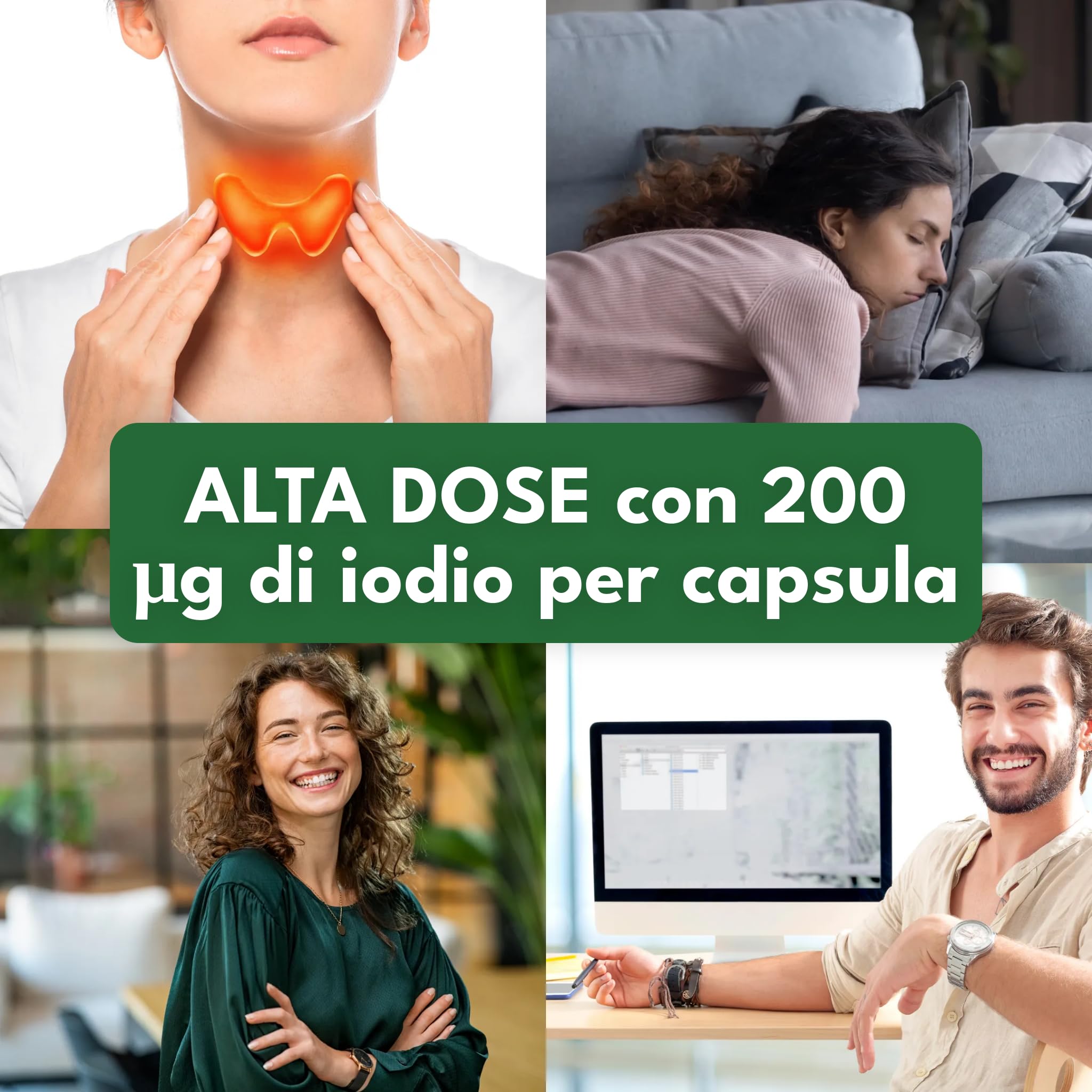 Green Naturals® Iodio da Kelp ad alto dosaggio – 365 capsule per 1 anno – 200 µg di iodio naturale per capsula (133% NRV) – Alga bruna Ascophyllum nodosum – 100% vegan, senza additivi inutili