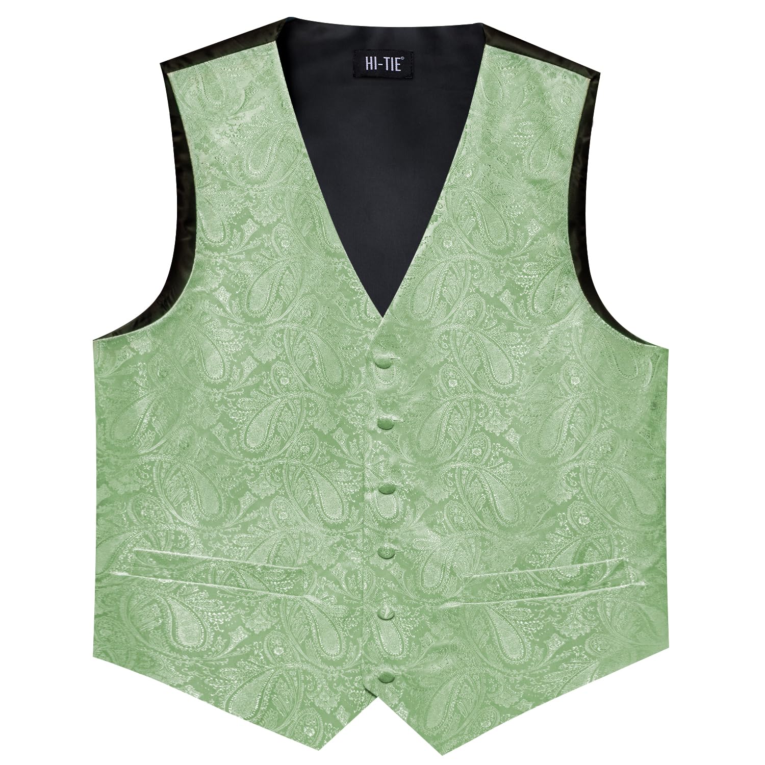 Hi-Tie Ensemble gilet et cravate pour homme avec col en V en soie cachemire formel gilet cravate poche carré ensemble pour mariage