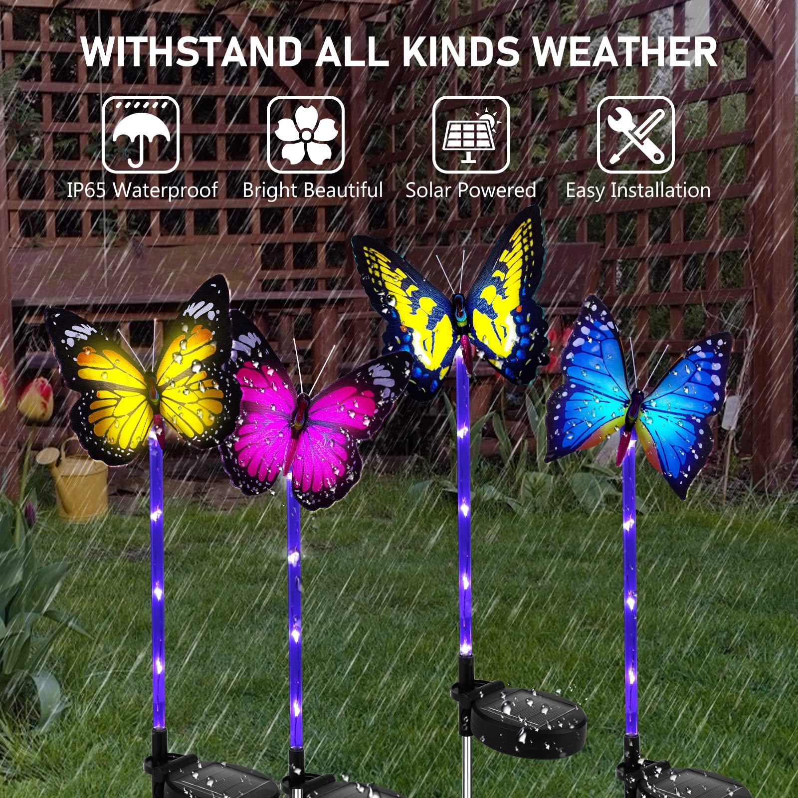 Luci Solari Farfalle 4 Pezzi - Lampade Da Esterno Con LED Colorati Auto On/Off Per Giardino E Balcone - Foto 7