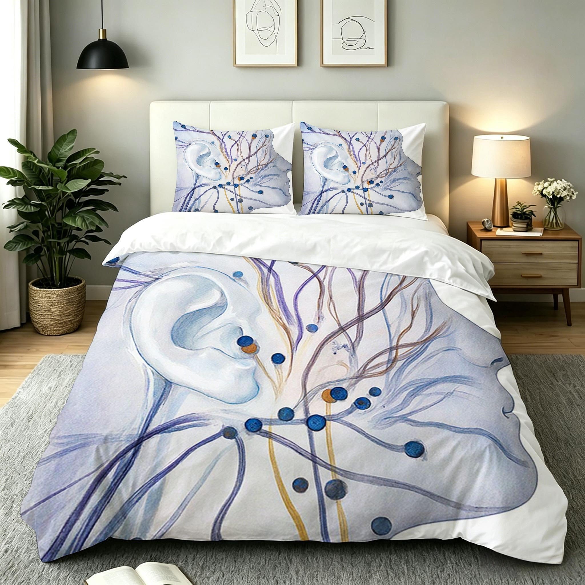 Parure de lit 160x200 housse de couette 1 personne microfibre douce AW6939