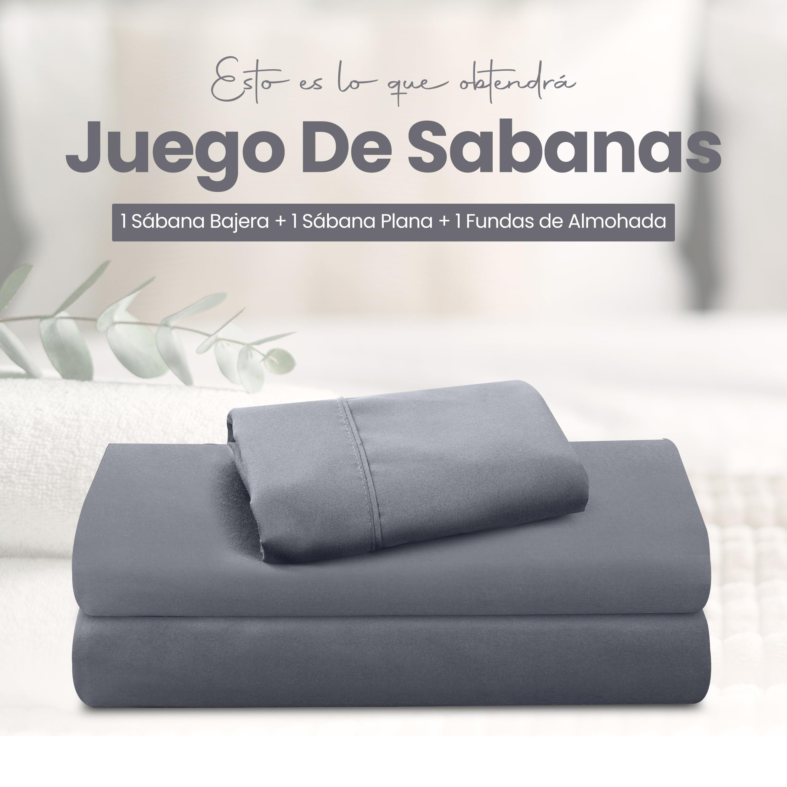 Utopia Bedding Juego de Sabanas 4 Piezas 135x190 - Poliéster Microfibra Cepillada - Oeko-Tex Certificado - Sábana Bajera, Sábana Plana y 2 Fundas de Almohada 50x75 (Cama 135, Gris) — view 74