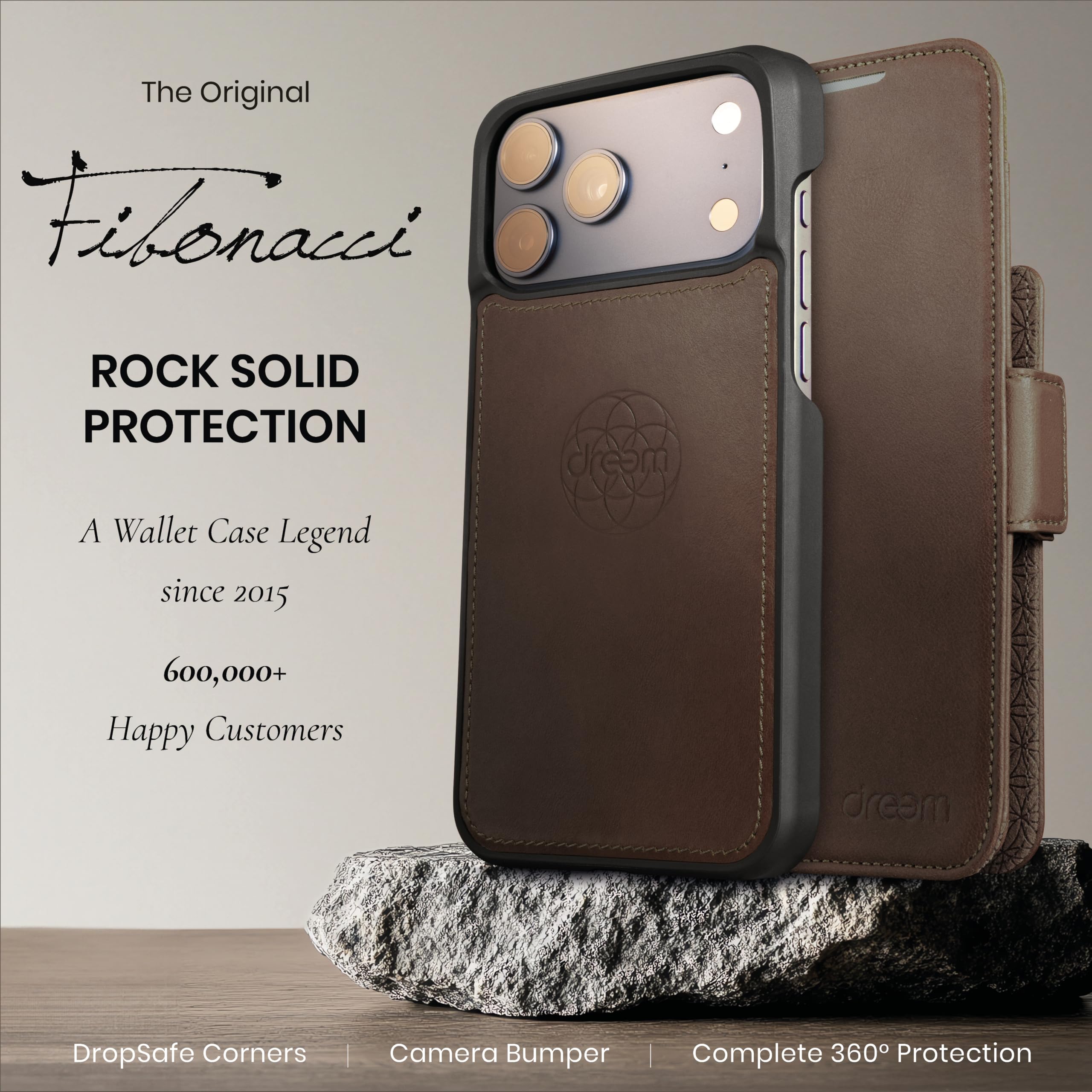 dreem Funda Cartera extraíble para iPhone 17 Pro en Piel auténtica