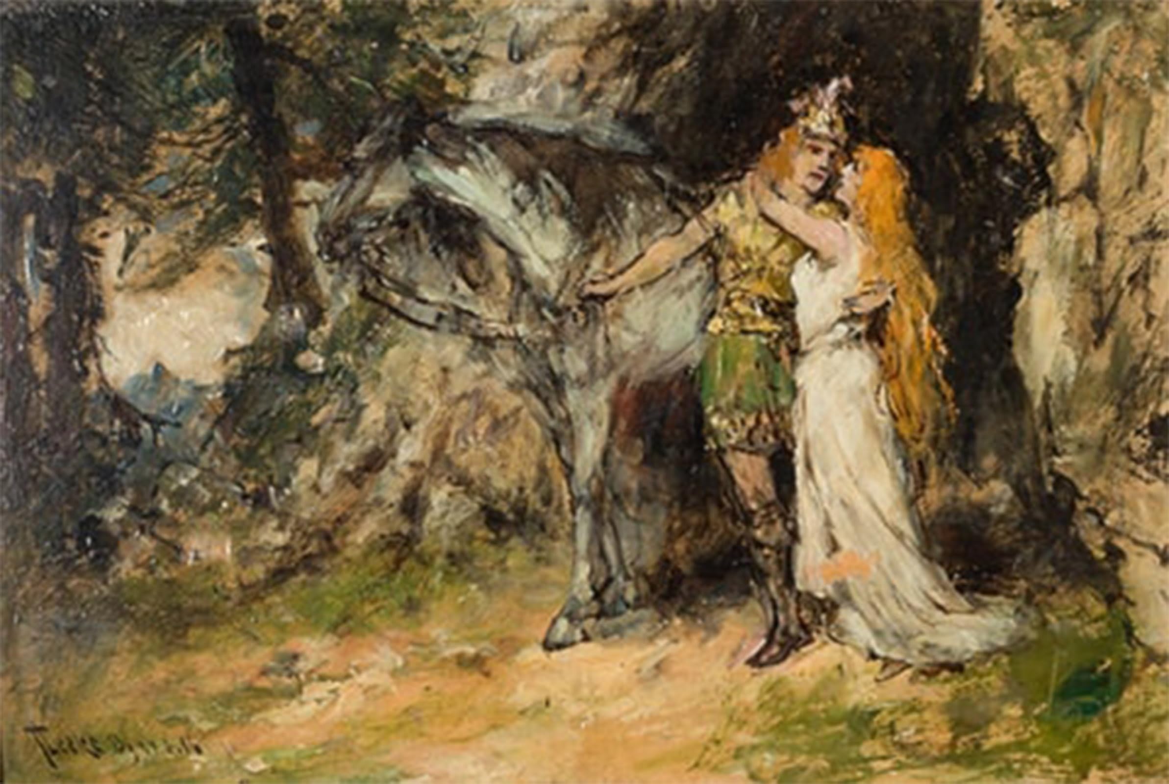 SERENDIPITP Vintage Wall Art Canvas Nordic Poster Canvas Print Picture Undine Bezirzt Den Ritter by Ferdinand Leeke Wall Art Poster for Home Decor 60x90cm