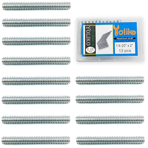 12 piezas de zinc plateado completamente roscado varilla de acero al carbono tornillo de rosca larga 14x2 para muebles jardín barandilla montaje