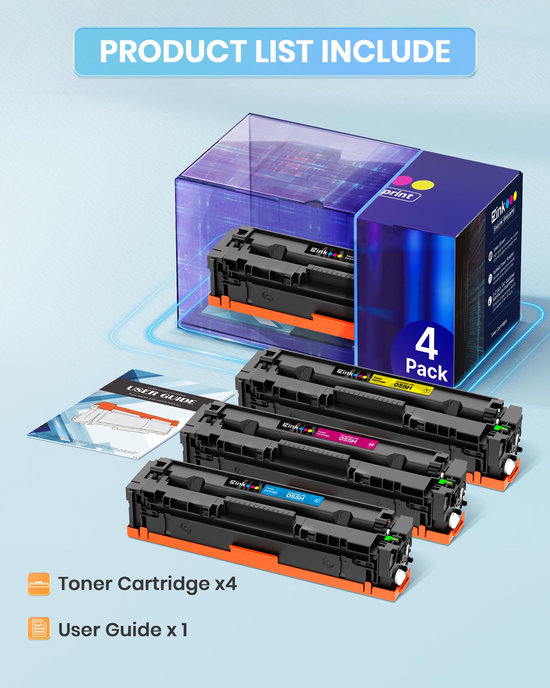E-Z Ink Canon 055 055H Canon Renkli ImageCLASS MF743Cdw MF741Cdw