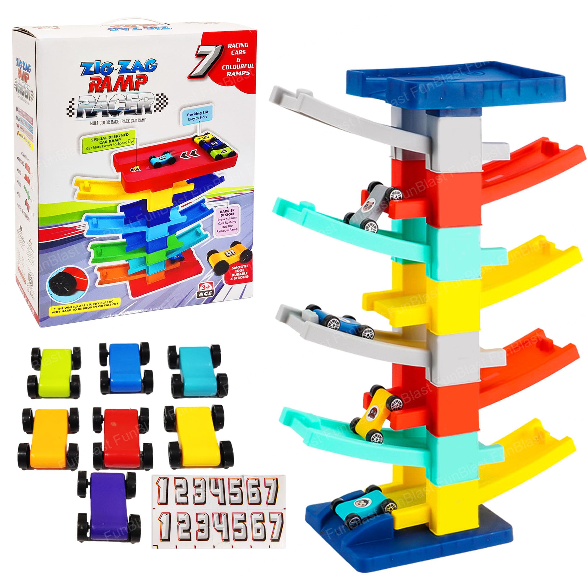 FunBlast Car Racing Track for Kids, Zig Zag Ramp Racer, Track Racer Gliding Car for Kids, 9 Levels Zig Zag Gliding Cars, Ramp Racing 7 Pcs Toy Cars with Track Racer, Toys for Kids - Random Color (B0D4MBYY4V) Amazon Price History, Amazon Price Tracker