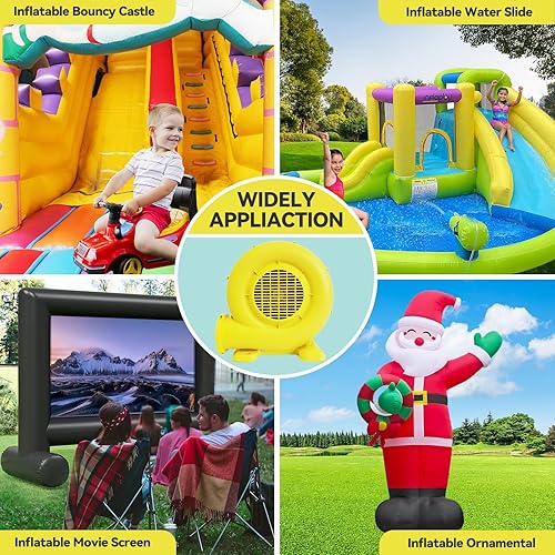 Miniatura 7 de Bounce House Blower, 380W 0.51HP Potente soplador inflable bomba de aire portátil para inflables al aire libre, casa de burbujas, toboganes de