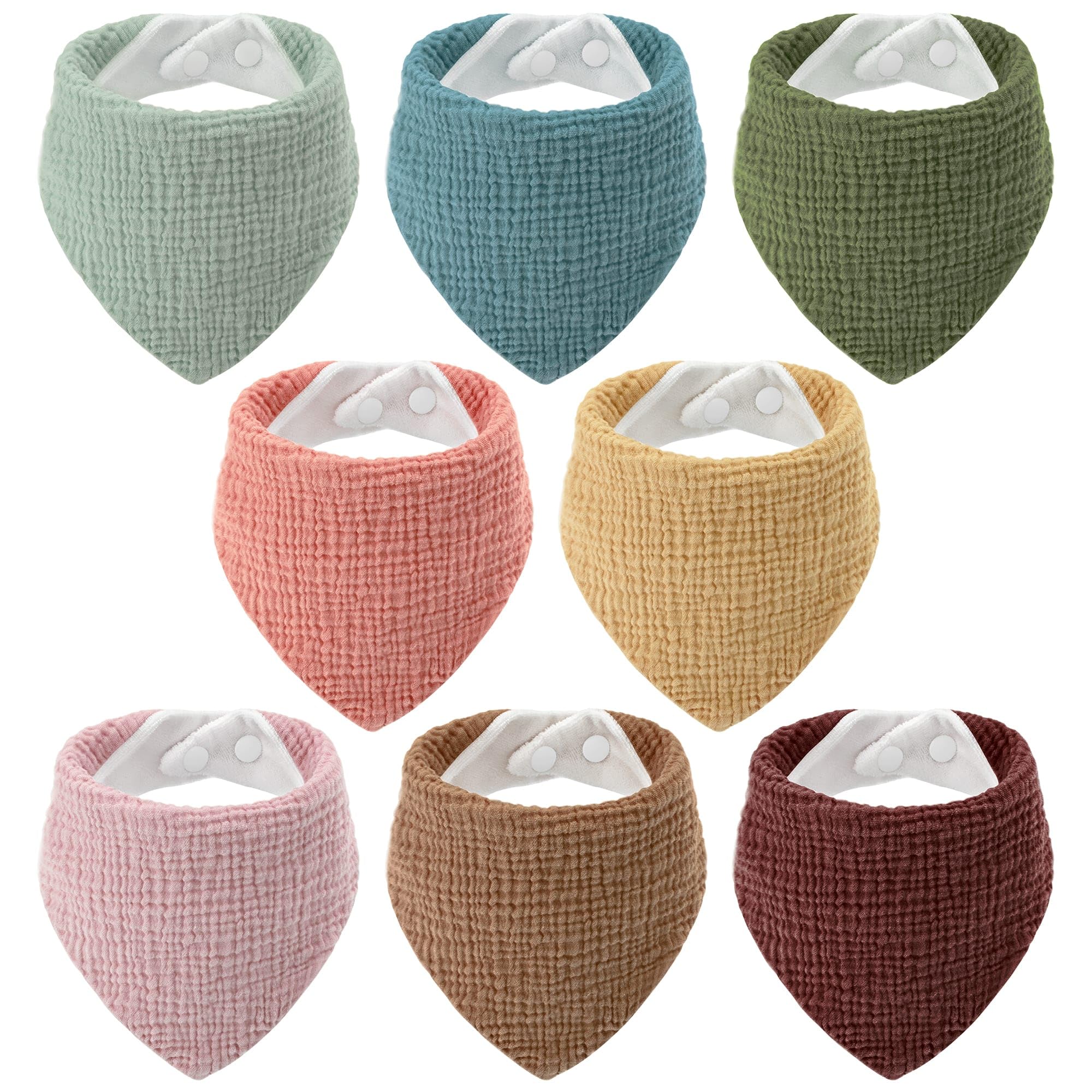 Unnivoll Lätzchen Baby Musselin Dreieckstuch Baby 100% Baumwolle Halstuch Baby Verstellbare 8 Pack für Unisex Mädchen Jungen 0-36 Monate Weich und saugfähig Grünlich-Gelblich-Braun