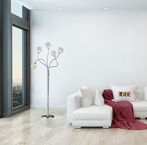 Miniatura 2 de Artiva USA Soho II - Lámpara de pie LED con 5 luces de cristal con atenuador