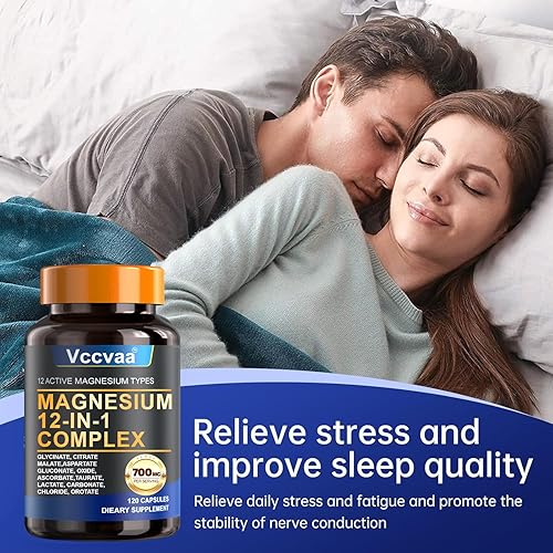 Miniatura 4 de Complejo de magnesio 700mg – Suplemento de magnesio 12-en-1 con glicinato, citrato, malato, óxido, taurato y más – Alta absorción para músculos