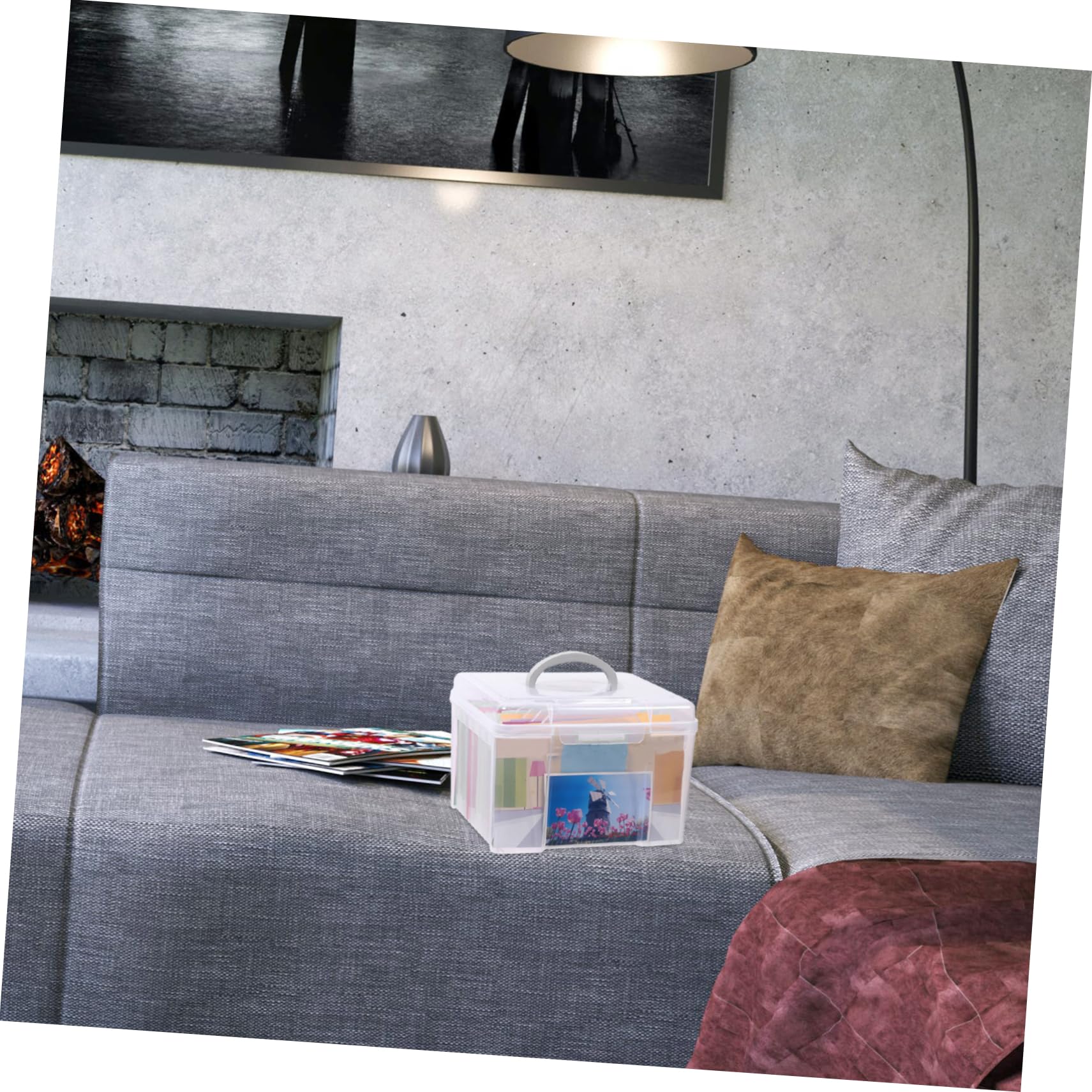 Gatuida Scatola di Organizer per Documenti in Plastica con Sei Griglie e Maniglia Trasparente Scatola per Documenti Portatile Organizer per Certificati di Biglietti di Auguri
