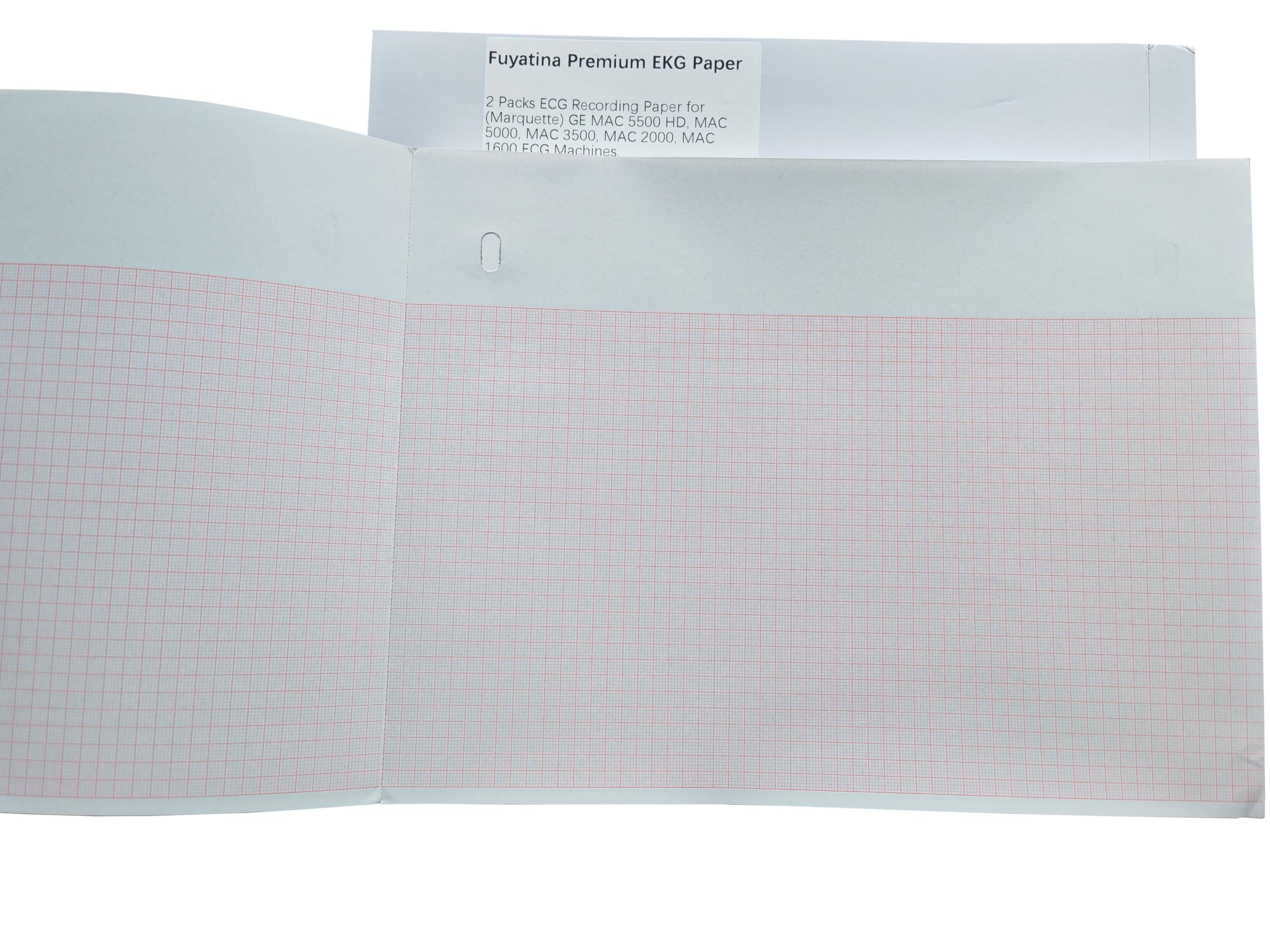 Fuyatina 2 Packs ECG Recording Paper for (Marquette) GE MAC 5500 HD, MAC 5000, MAC 3500, MAC 2000, MAC 1600, with Interpretation Strip, Red Grid, Size 8.5 x 11 inch Thermal Z-fold, 200 sheets/pack