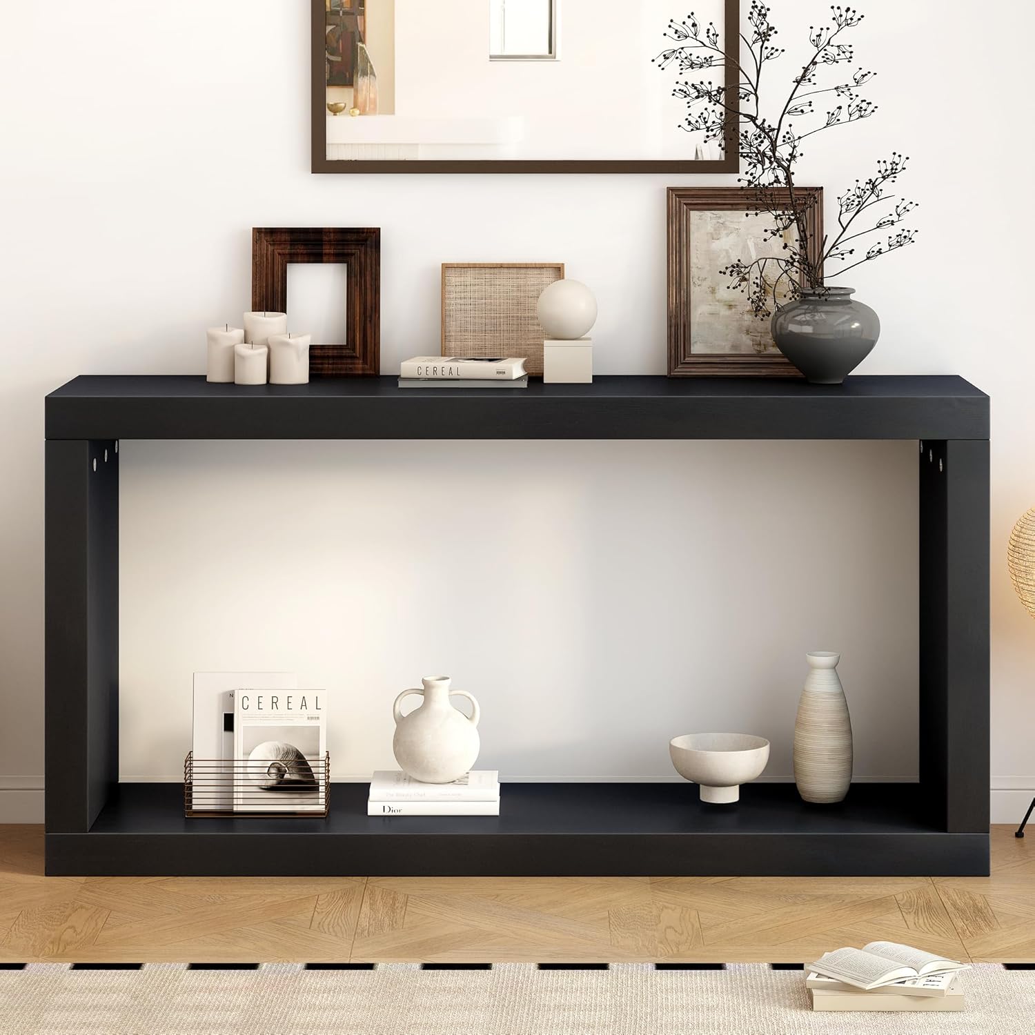 KEVINSPACE Entryway Table Console Tables forEntryway SofaTable EntryTable ConsoleTables for Living Room Hallway Wood Foyer Tabls Industrial Farmhouse 59.6 Inches AccentTable Black