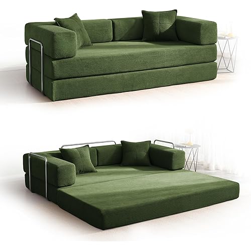 Compression Sofa - 78''Convertible Floor Sofa Bed (Dark Green)