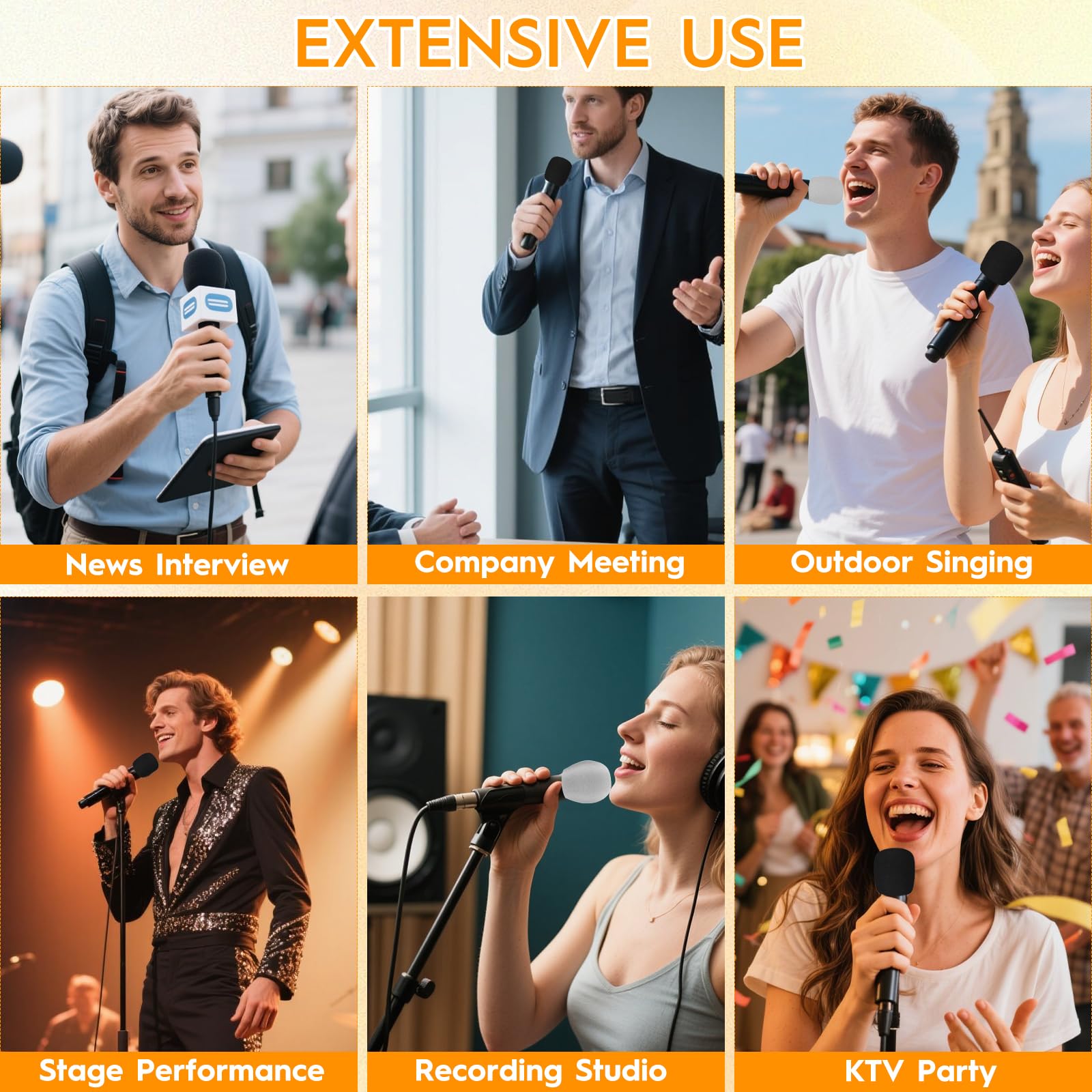 10pcs Microphone Covers Dustproof and Antibacterial Foam Mic Covers, Handheld Microphone Windscreen for Most Standard Microphones (Grey,Black) - Image 4