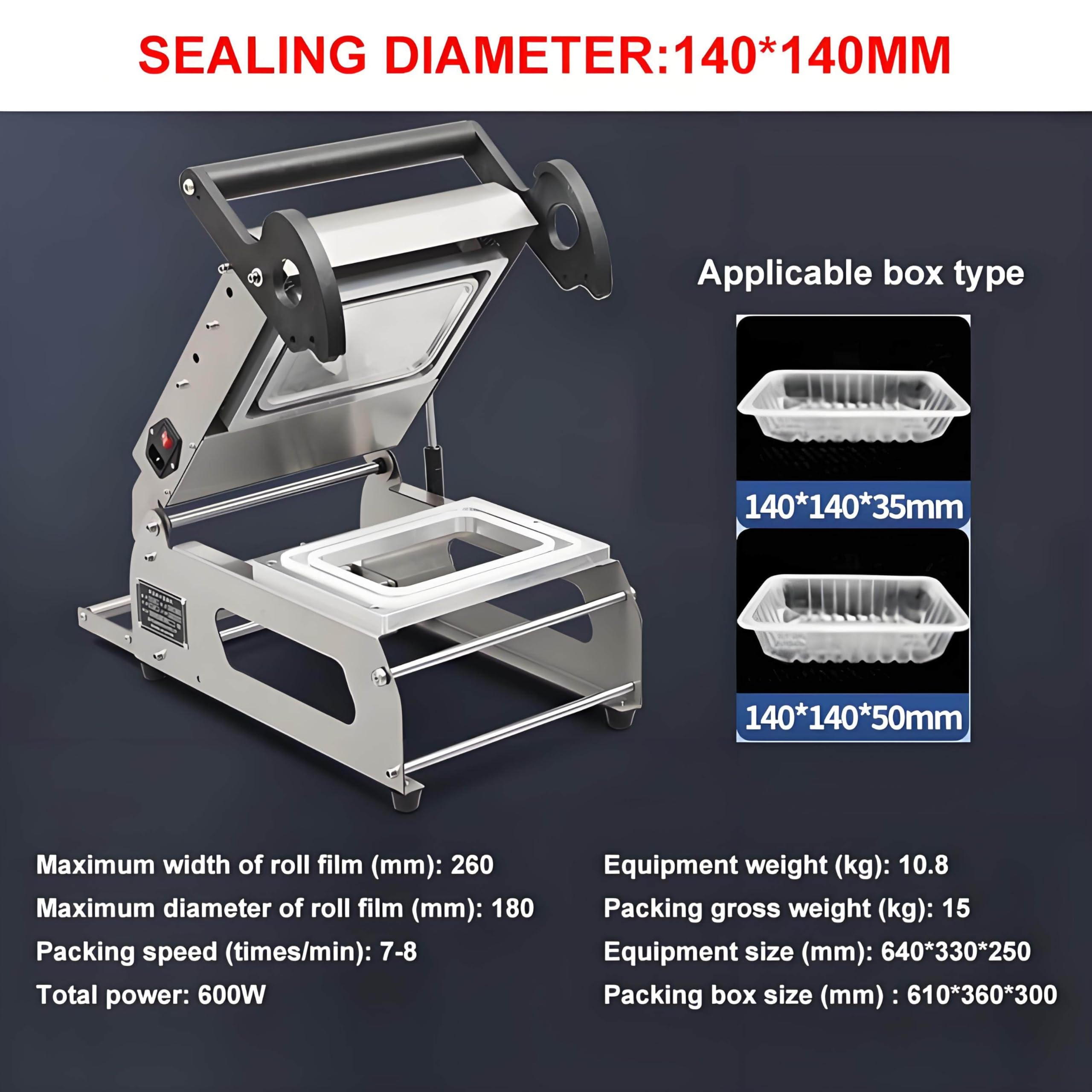 Sellador manual de bandejas de alimentos para uso comercial, máquina de sellado a presión manual eficiente para cajas de comida para llevar y alimentos cocinados, funcionamiento de 7 a 8 veces/minuto