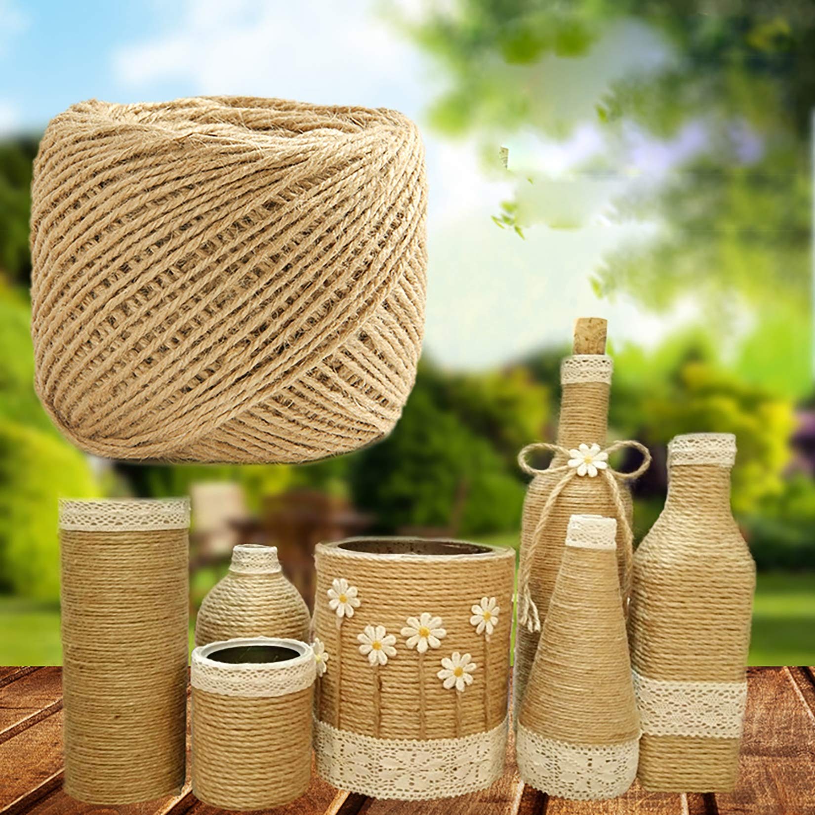 Corde De Jute Naturelle Torsadée De 10 M,Corde Synthétique Légère Corde De Chanvre Ficelle De Jute,Ficelle d'emballage pour L'artisanat De Bricolage