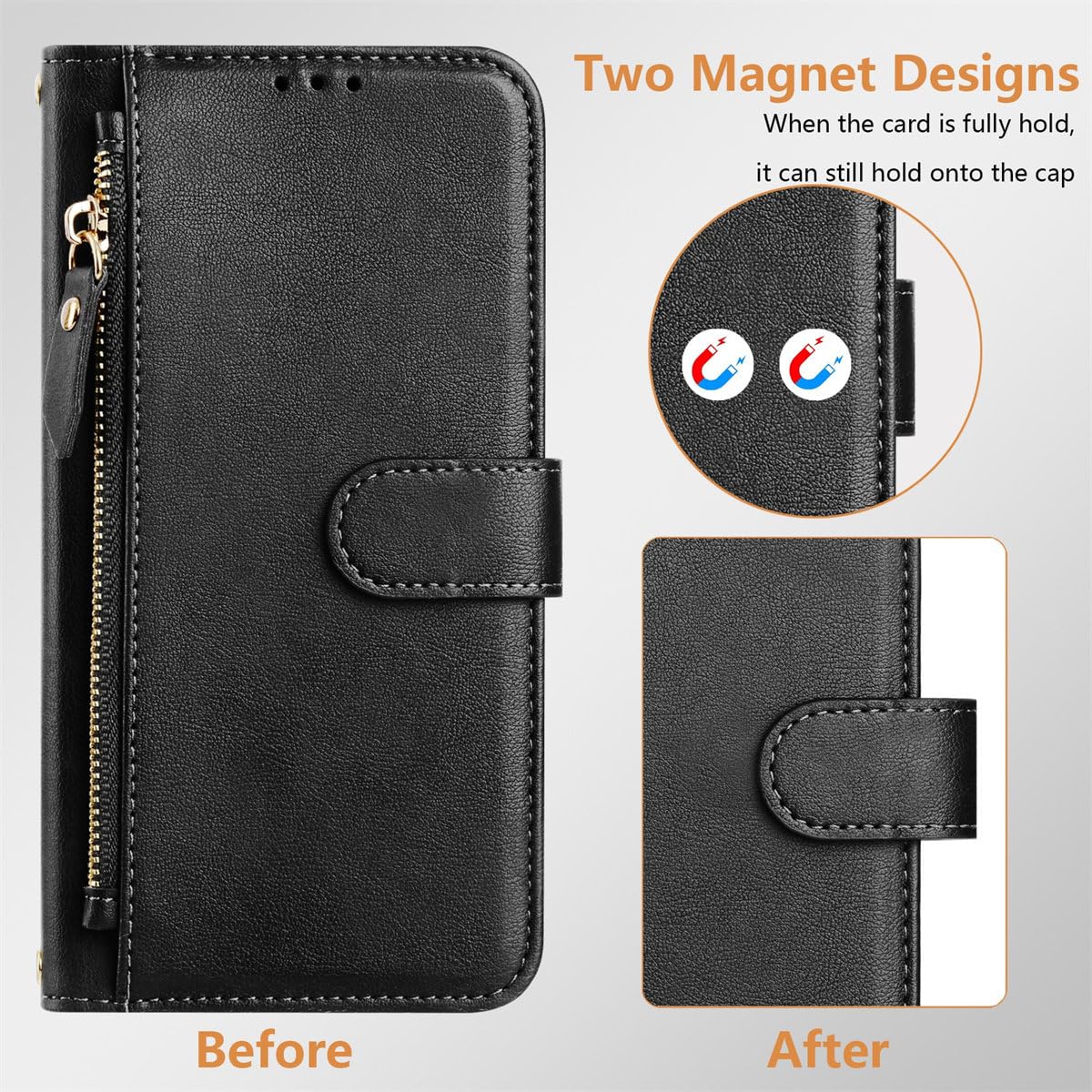 XINYEXIN Cover per Xiaomi Poco X7 Pro 5G, Custodia Portafoglio in Pelle Cover Folio a Libro con Slot per Porta Carte Supporto Magnetica Flip Case - Nero