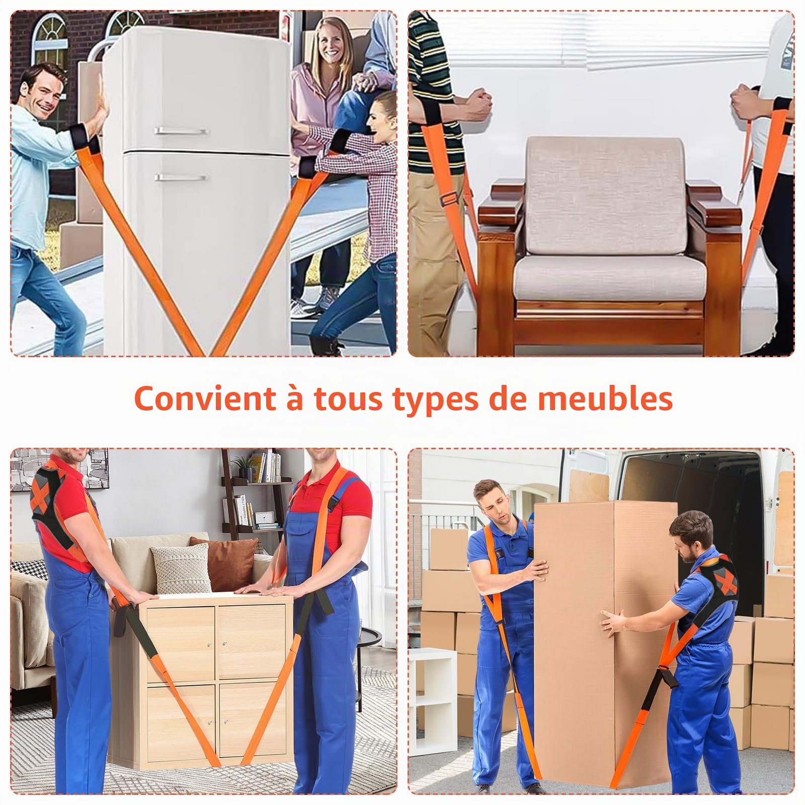 Sangles de Déménagement et Levage, Sangle Portage demenagement Sangle Transport Meuble 2 Personnes, Sangles de Manutention, Levage Jusqu'à 300kg, pour Appareils Meubles Déménageur de Machines