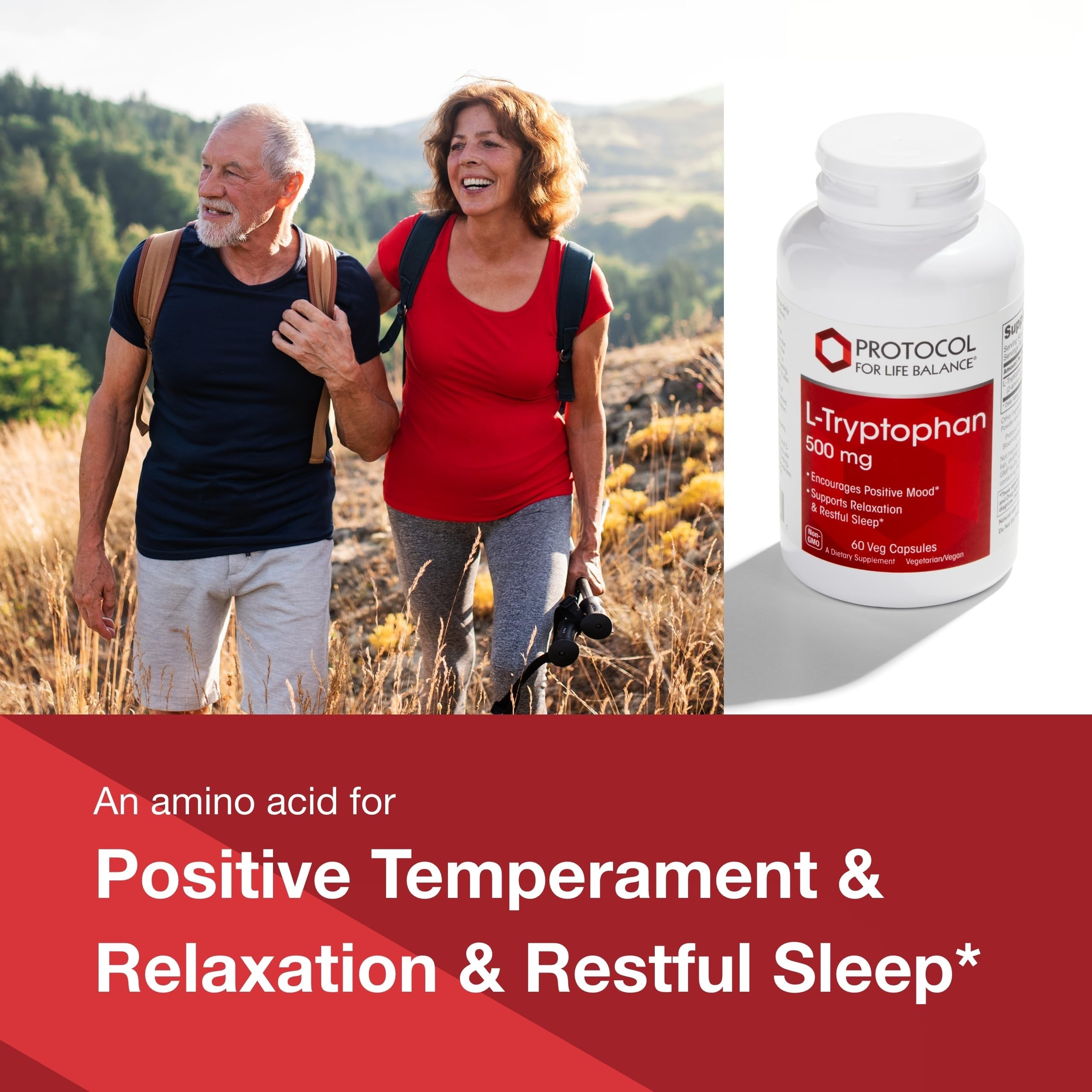 PROTOCOL FOR LIFE BALANCE L-Tryptophan 500mg, Stress Relief*, 60 Veg Caps — Amazon image 3