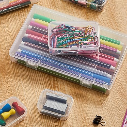 Miniatura 6 de Goodma 36 contenedores rectangulares vacíos de plástico con tapas con bisagras para objetos pequeños y otros proyectos de manualidades (transparente)