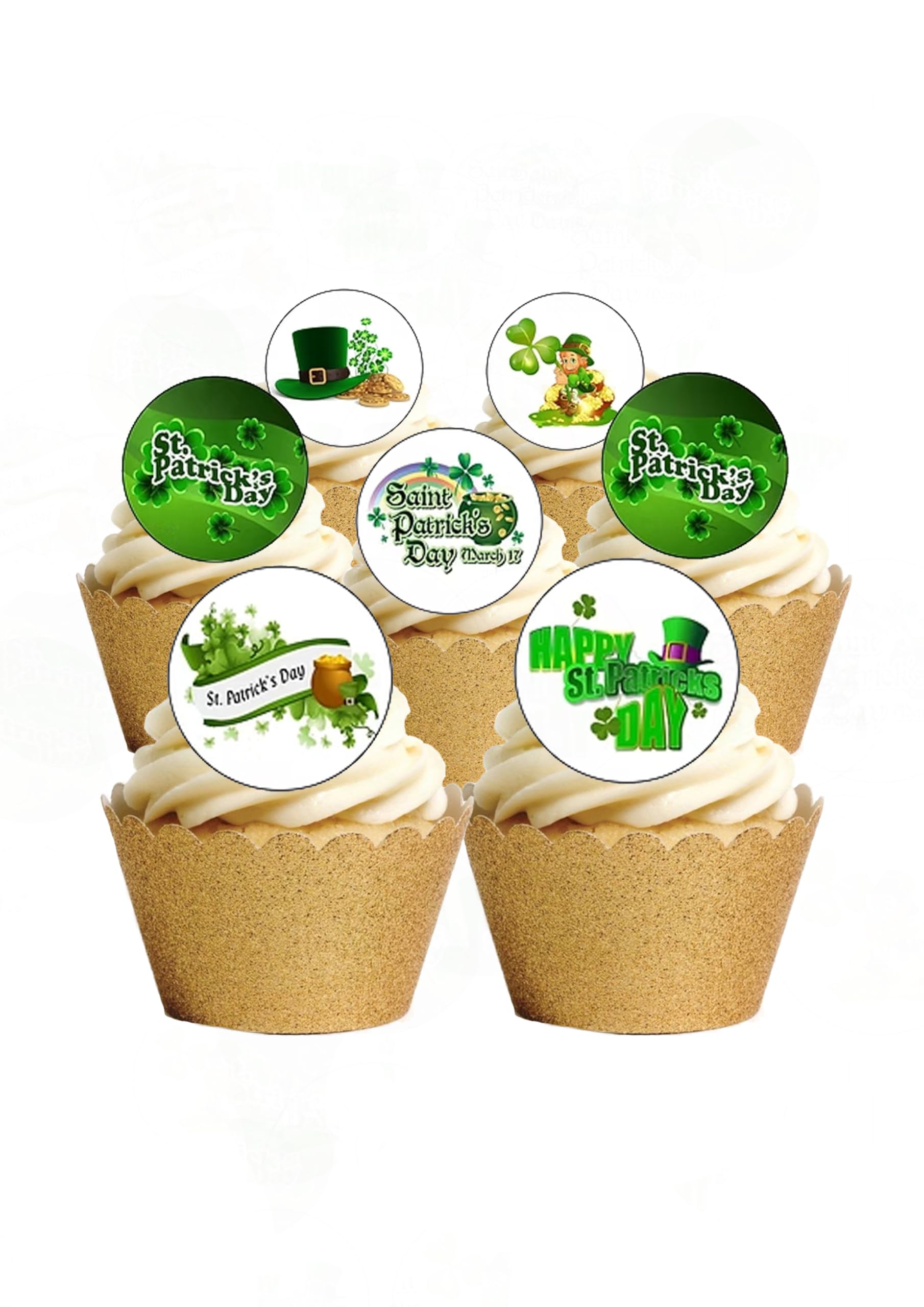 24 Precut St Patricks Day Irish Celebration Edible Wafer Paper Cake Toppers Decorations