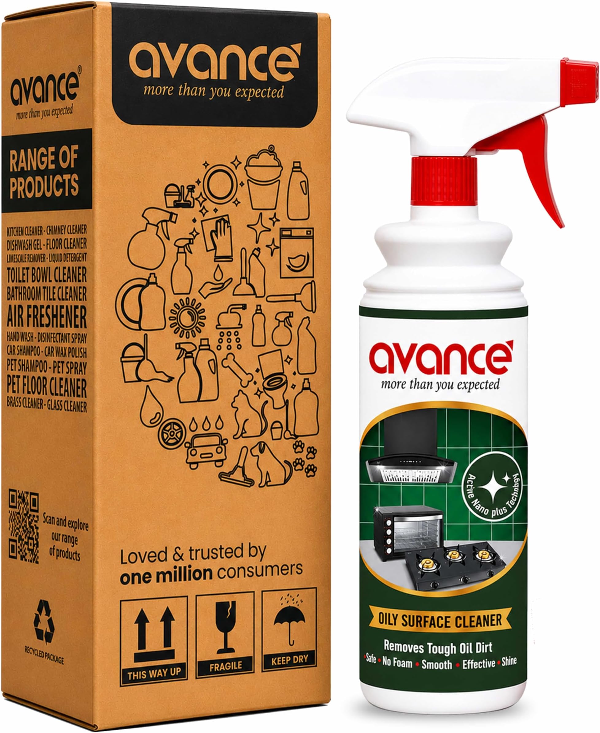 Avance Oily Surface Stain Remover Oven/Gas stove/Chimney Cleaner | Removes Tough stain, Oil, Grease, Wall, Sink, Countertop & Tiles Stains (500ml pack of 1)