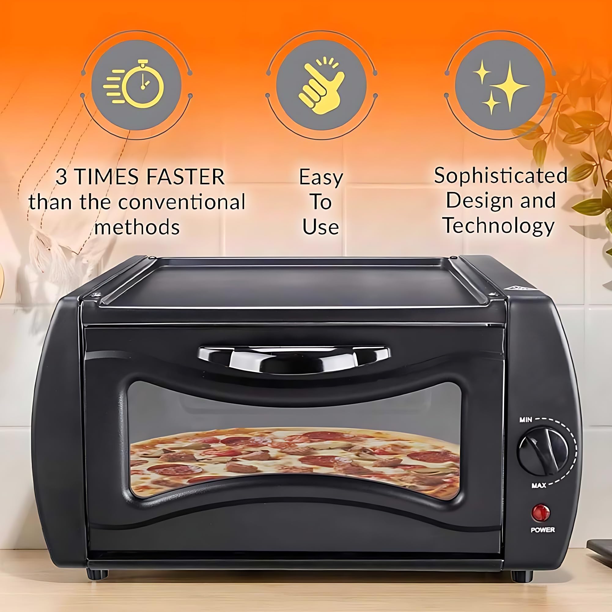 Elektryczny mini piec do pizzy i płaskiego chleba do użytku domowego i na wynos – zawiera aluminiową płytę górną i szklaną pokrywkę, idealny do Chapati, Roti, Naan i innych