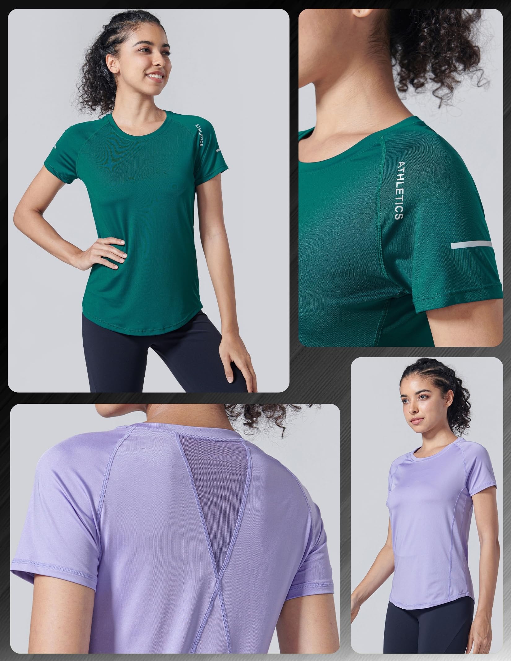 5er-Pack: Damen Dry Fit Kurzarm T-Shirts Athletic Workout Tee Tops für Gym Yoga Laufen