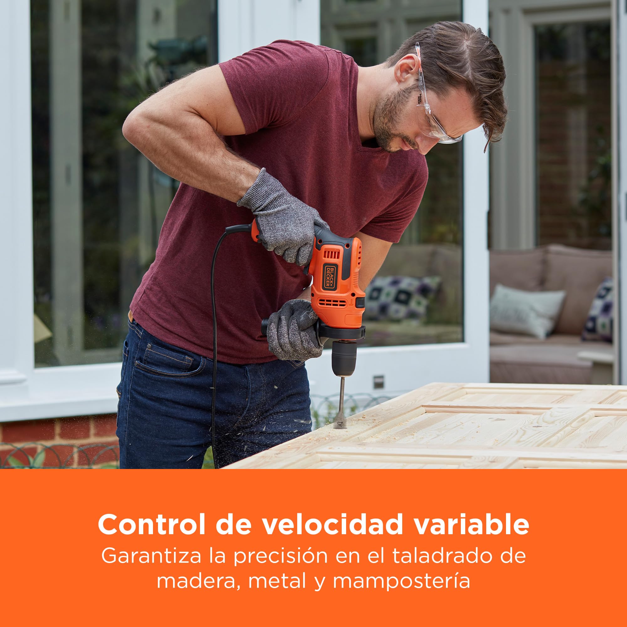 BLACK+DECKER BEH200-GB - Herramienta eléctrica para taladro de martillo (500 W, mango lateral)