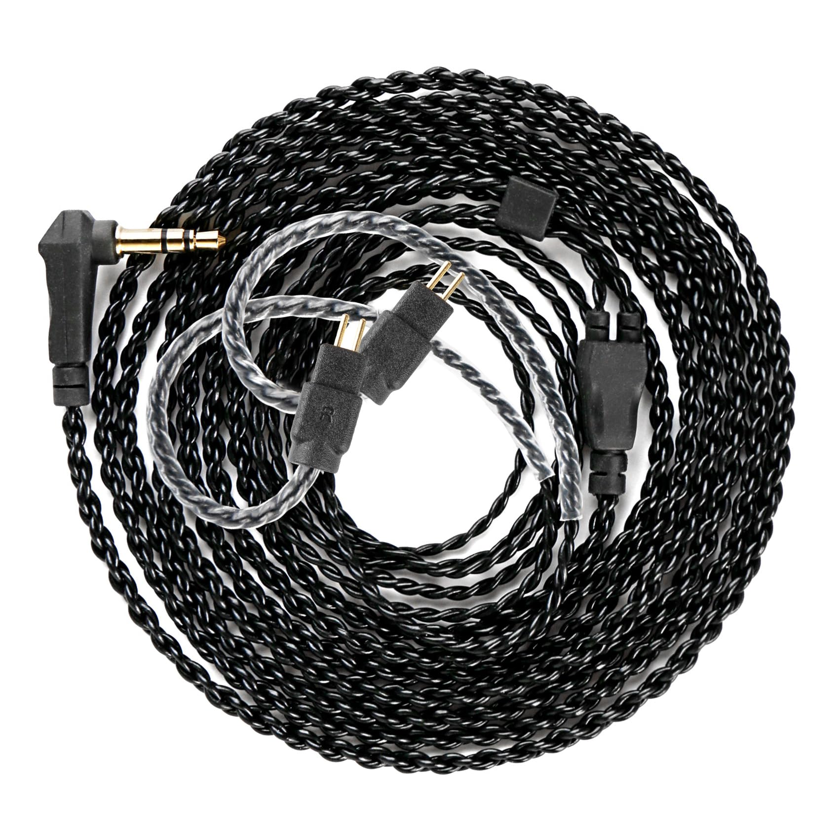 KBEAR KS1 IEM Cable, 1.5 Meter in Ear Monitor Cable, CCZ C01 4N OFC Upgraded Replacement Earbuds Cords for CCZ Melody, DC01 PRO, MC02, DC02, DC03, NC01, KS2, Storm (2pins-Without Mic, Black, 1.5m)