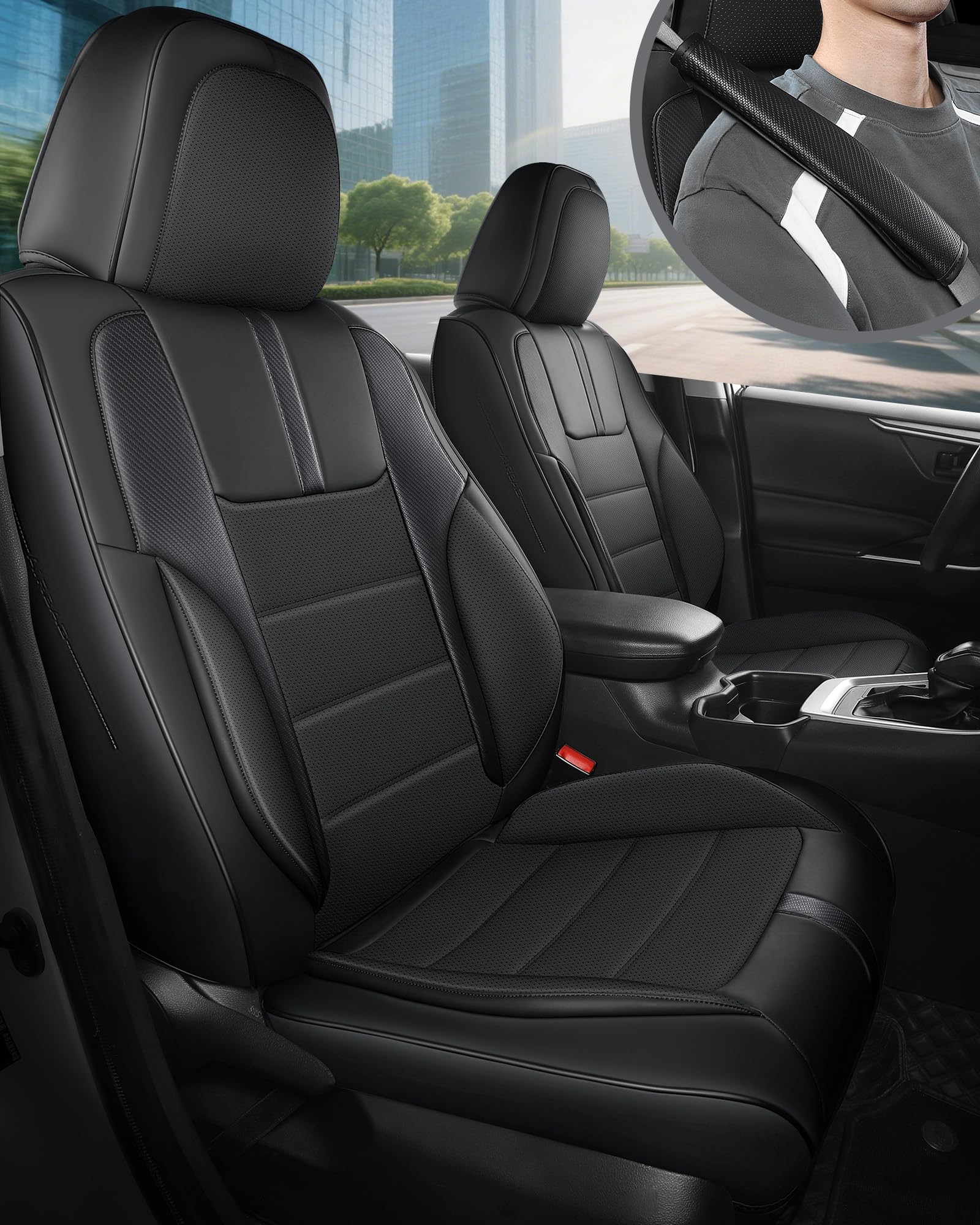 FREESOO Black Car Seat Covers Full Set