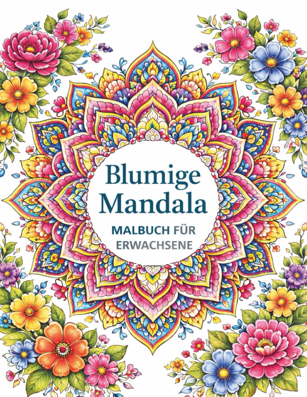 Blumige Mandala: Malbuch für Erwachsene mit floralen Mandalas zur Entspannung und Stressabbau