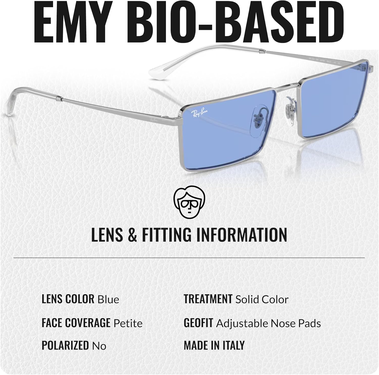 Ray-Ban RB3741 EMY BIO-BASED Rectangle Shaped Sunglasses for Men & Women with Official RAYBAN Eyewear Kit