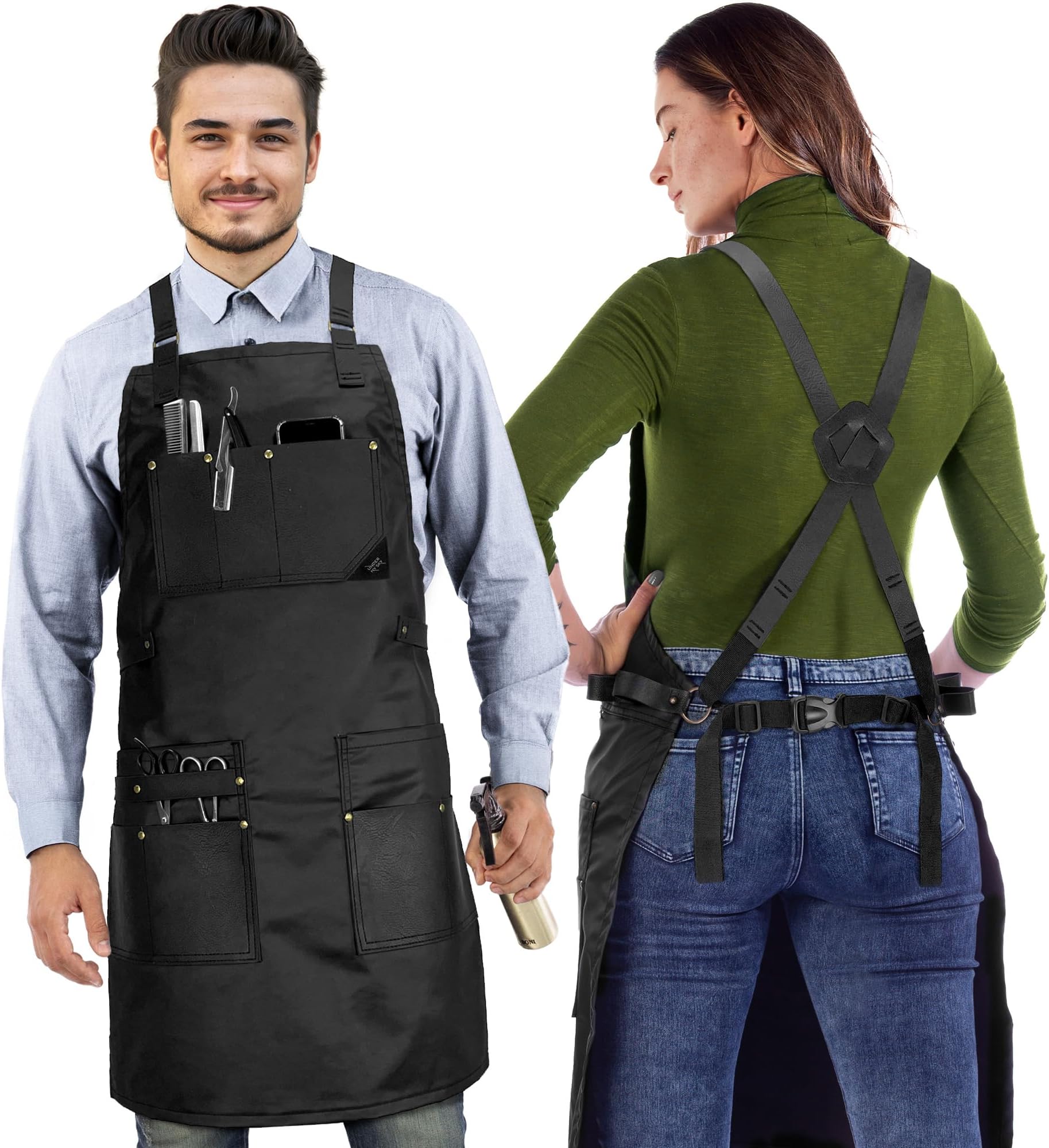 Barber Apron - Leather Pockets & Loops